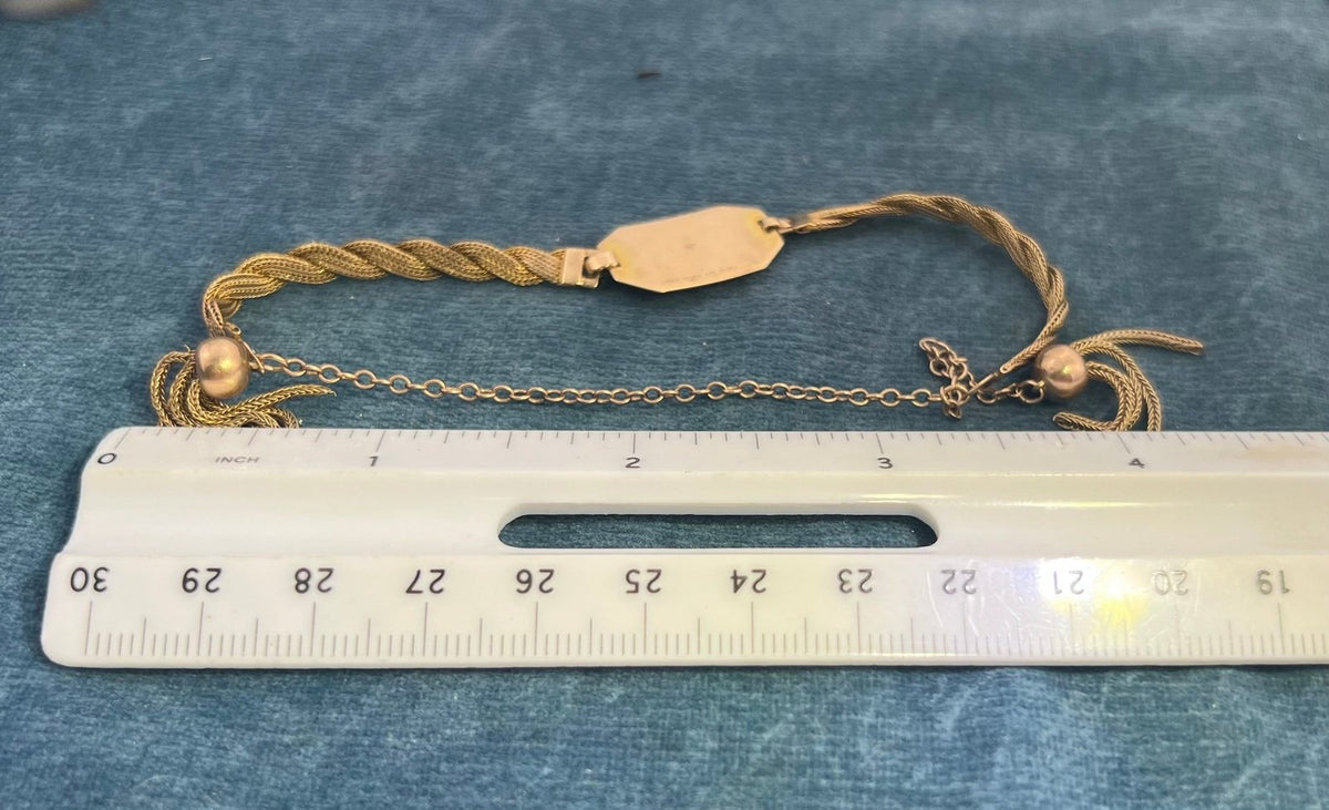 10k Gold Woven Bracelet w Tassle Lariat Clasp. WW II Paratroopers