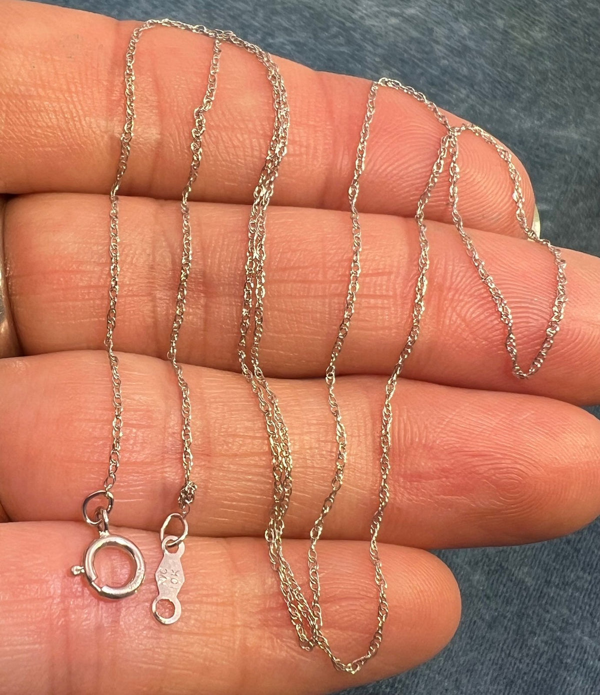 10k Solid White Gold 16" Thin Chain. CHAIN SALE See All - 0165