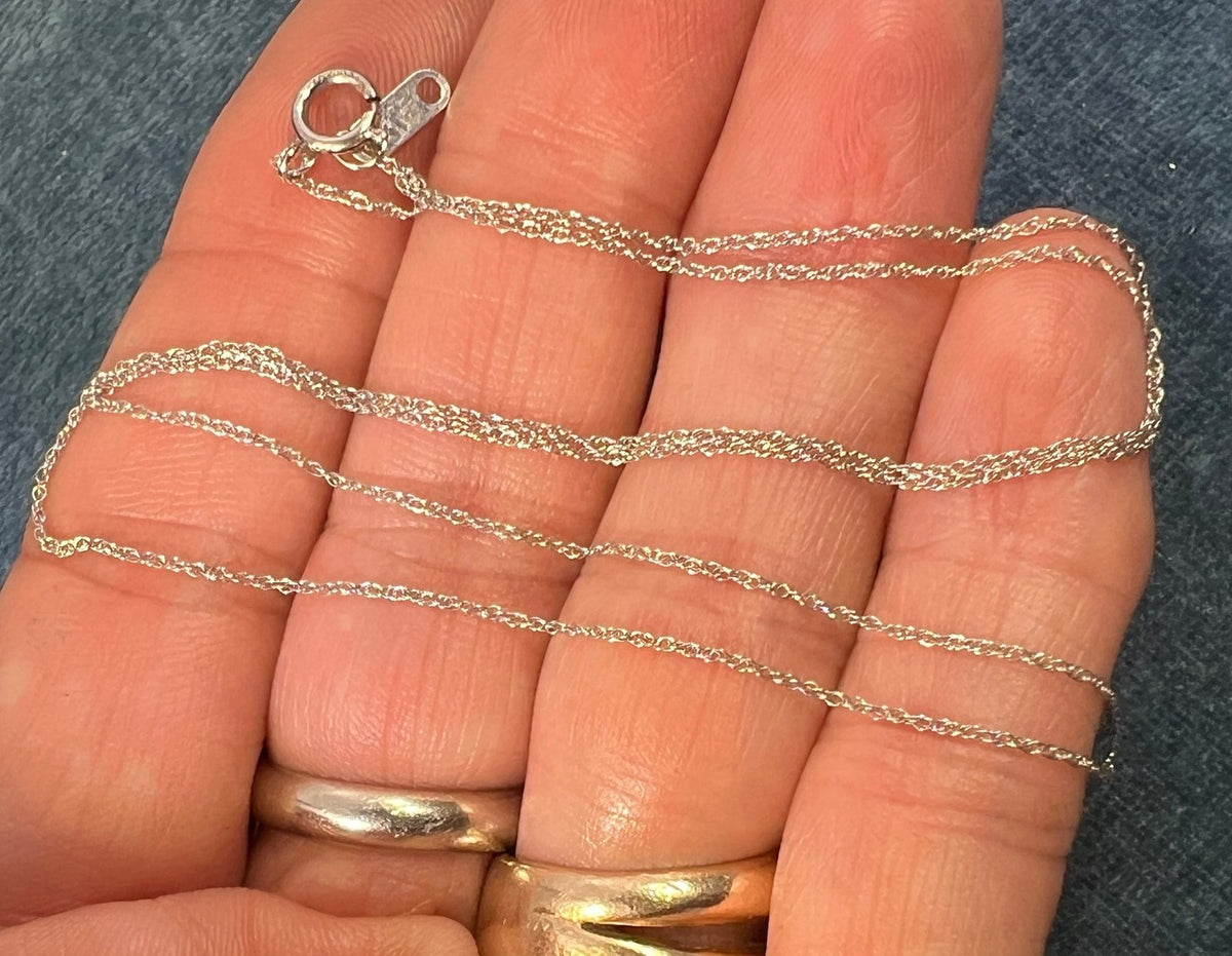 10k Solid White Gold 16" Thin Chain. CHAIN SALE See All - 0164