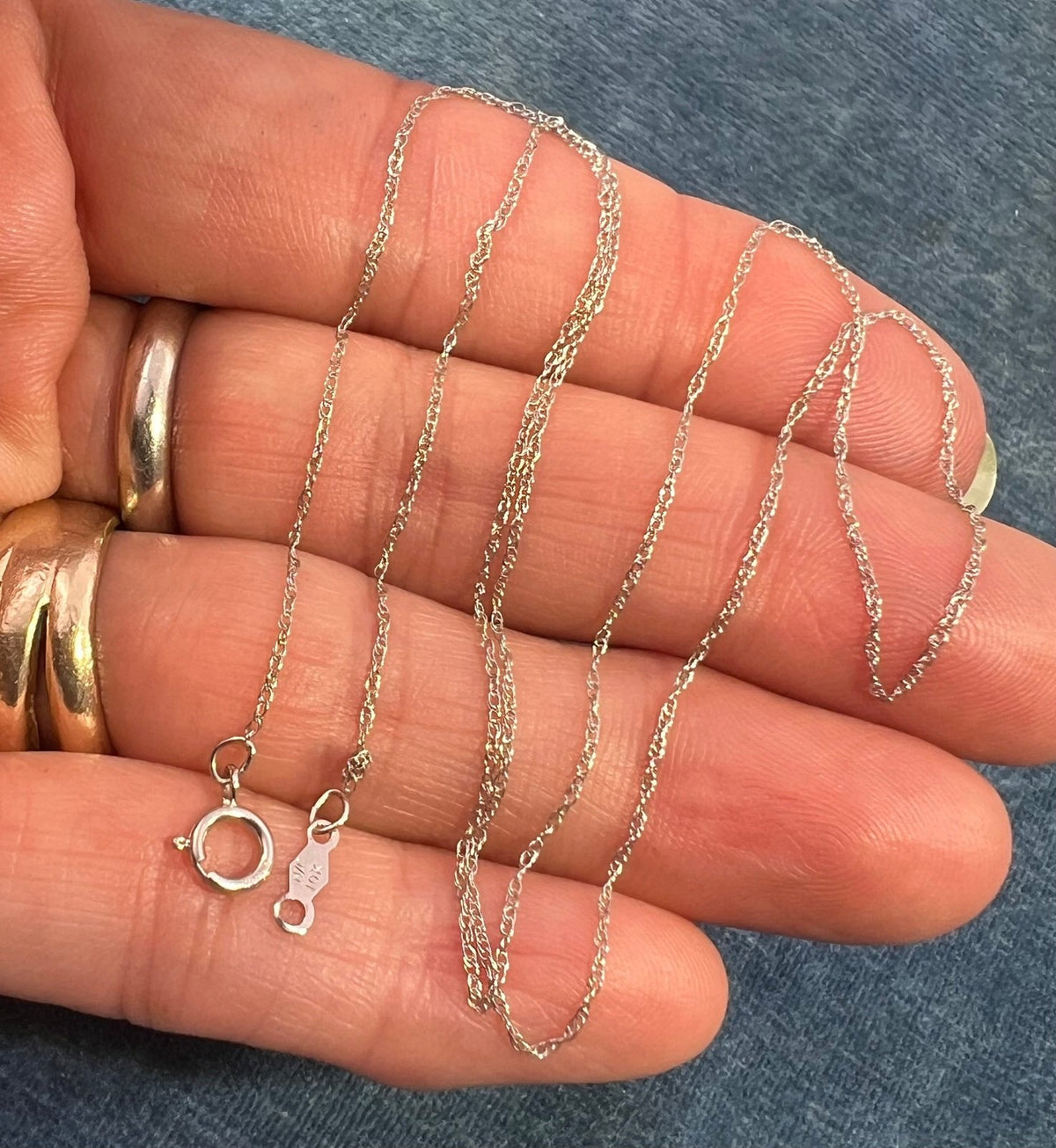 10k Solid White Gold 16" Thin Chain. CHAIN SALE See All - 0165