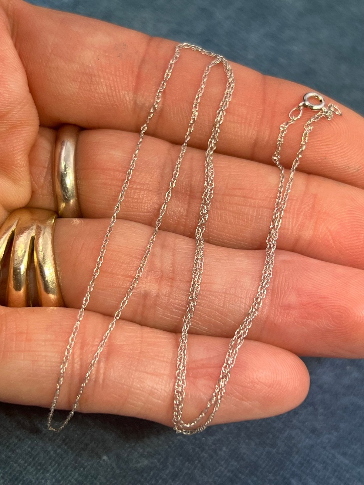 10k Solid White Gold 17" Thin Chain. CHAIN SALE See All - 0163