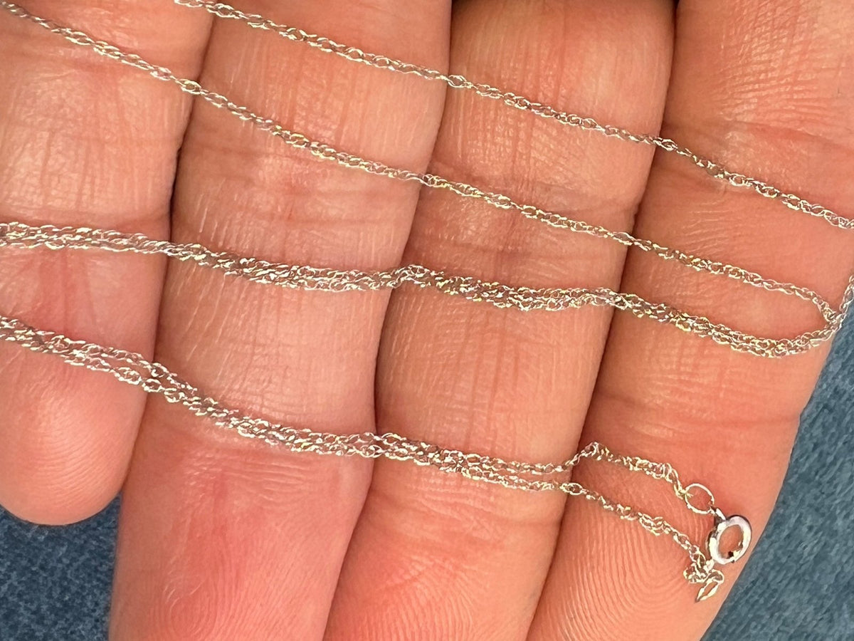 10k Solid White Gold 17" Thin Chain. CHAIN SALE See All - 0163