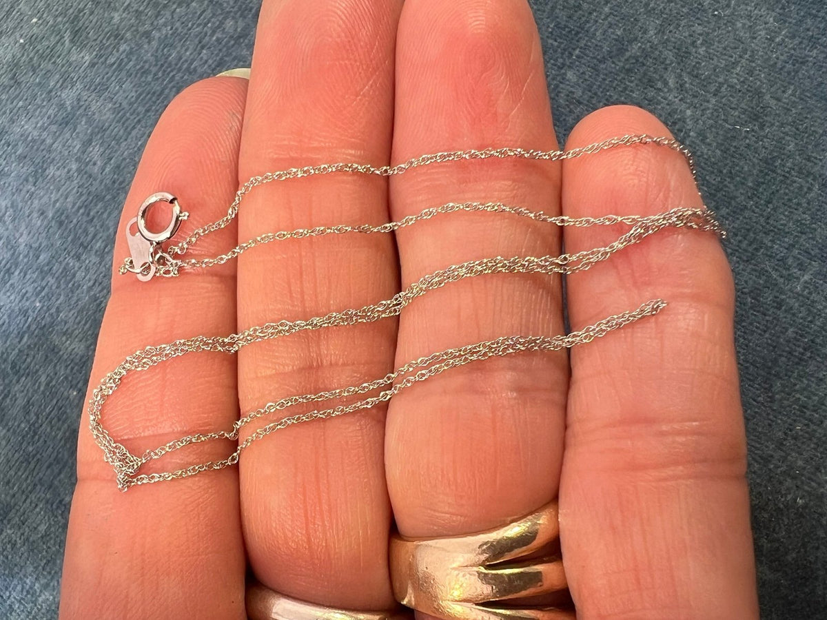10k Solid White Gold 18" Thin Chain. CHAIN SALE See All - 0161