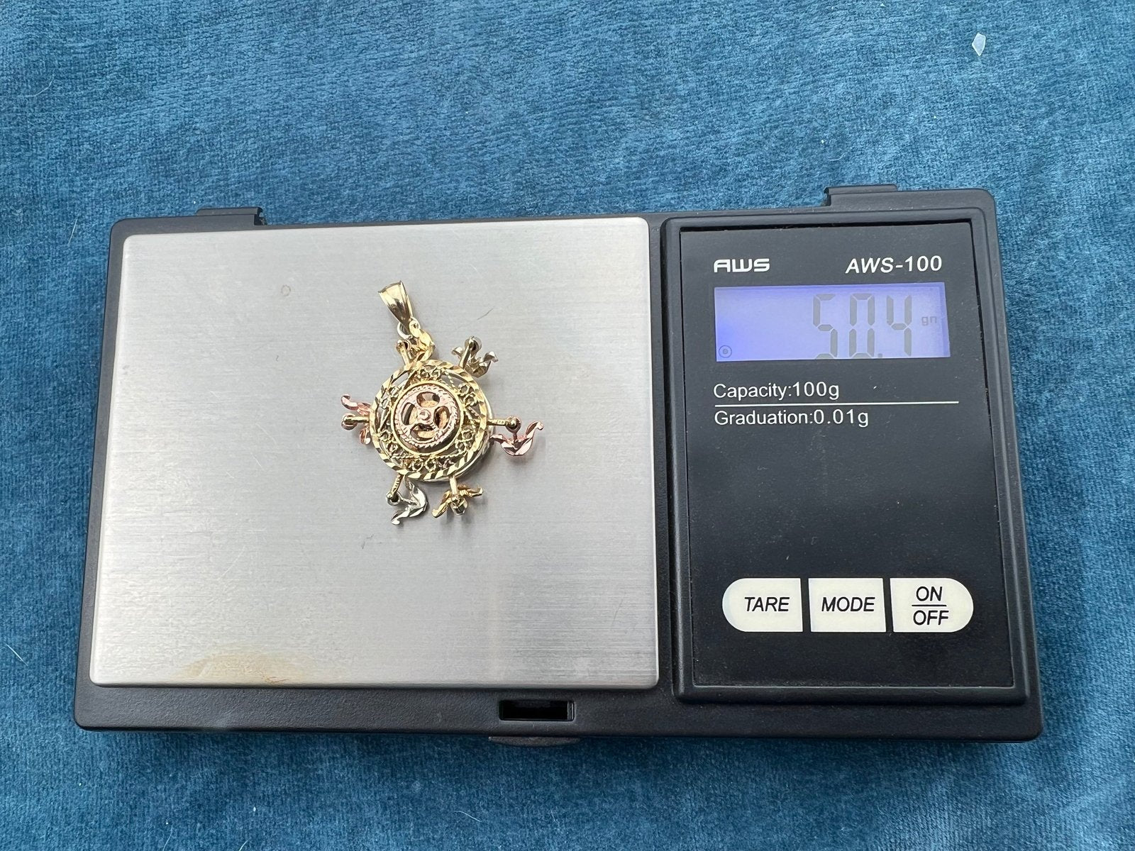 10k Tri-Color Gold Ferris Wheel Spinning Fidget Pendant. Kinetic *Video*