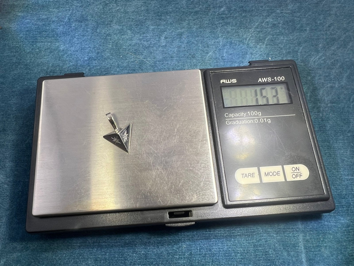 10k WG Gold Gypsy-Set Diamond Triangle Geometric Pendant. TINY! *Video*