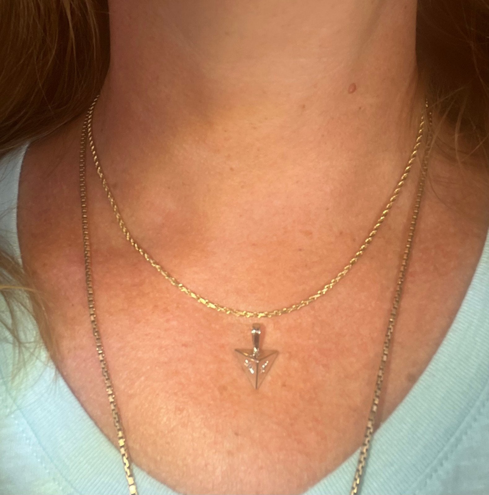 10k WG Gold Gypsy-Set Diamond Triangle Geometric Pendant. TINY! *Video*