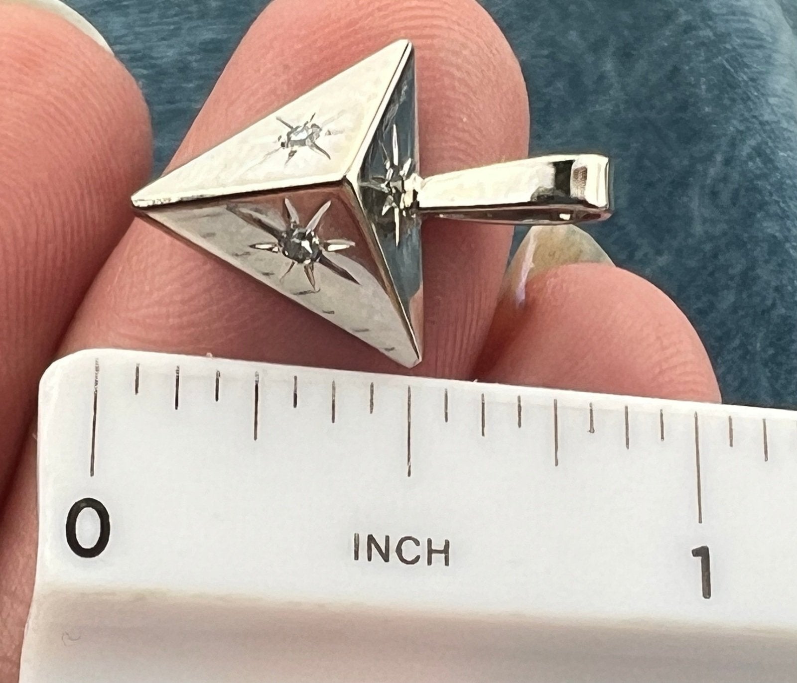 10k WG Gold Gypsy-Set Diamond Triangle Geometric Pendant. TINY! *Video*