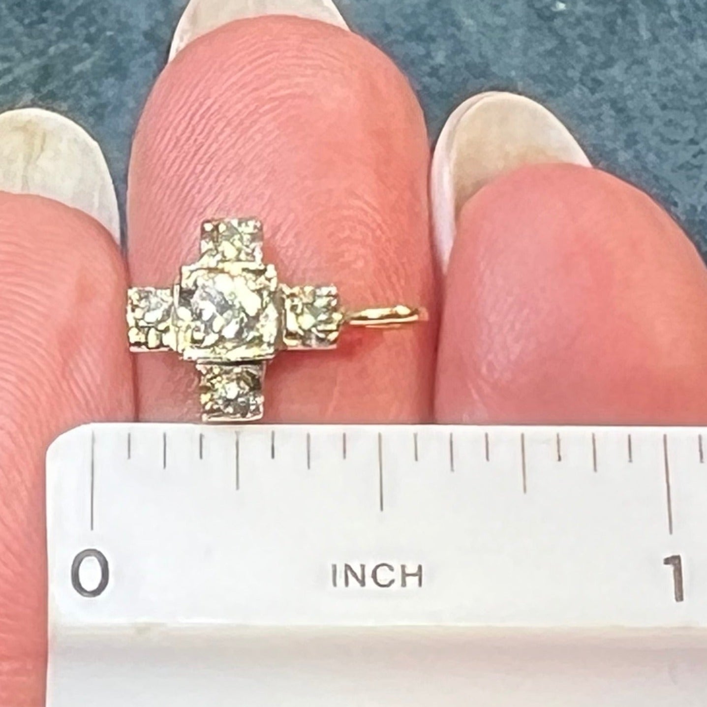 10k White Gold Antique Diamond Cross Pendant. TINY! *Video*