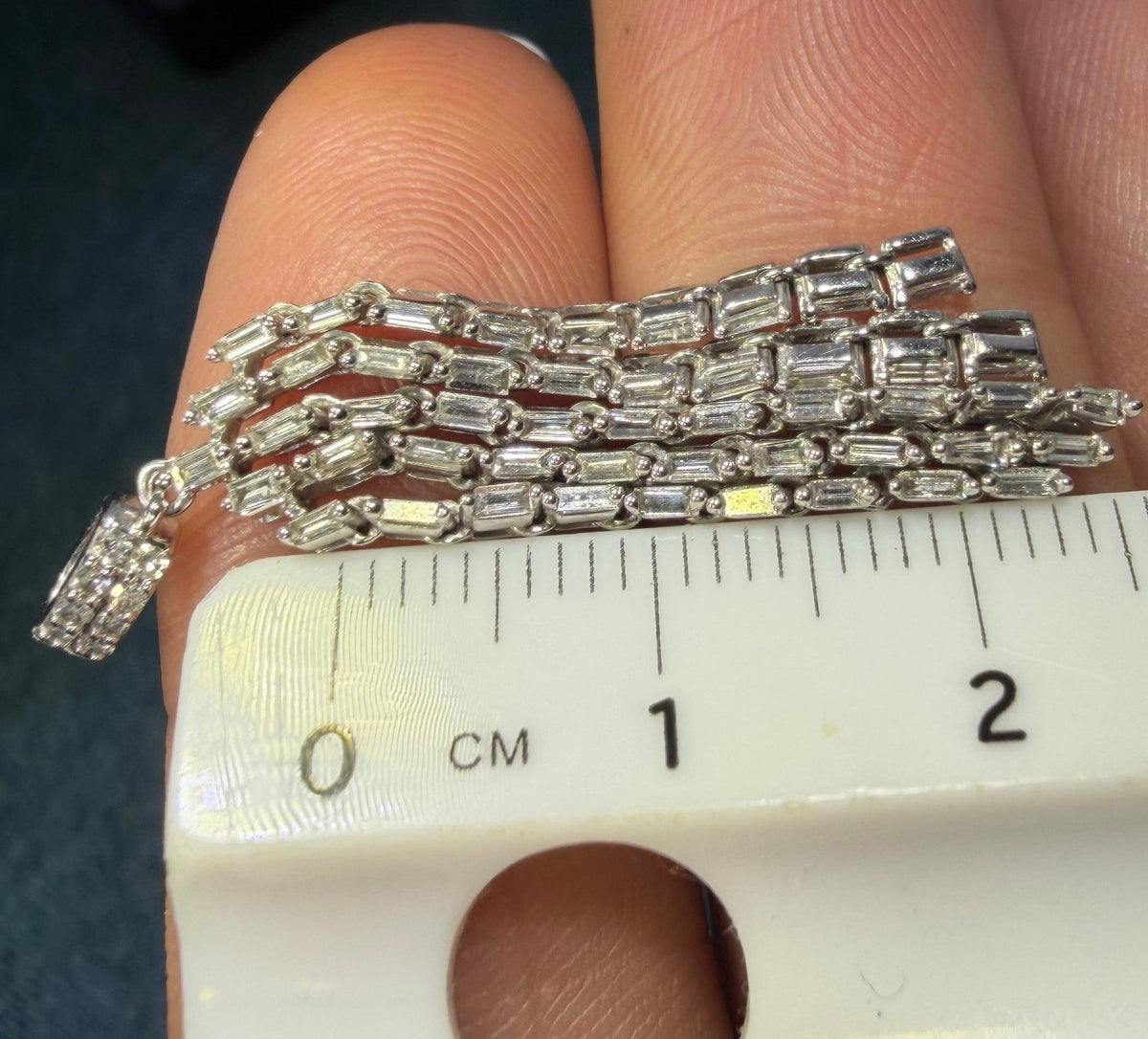 10k White Gold Diamond Baguette Deco Tassel Pendant. 1.5" *Video*
