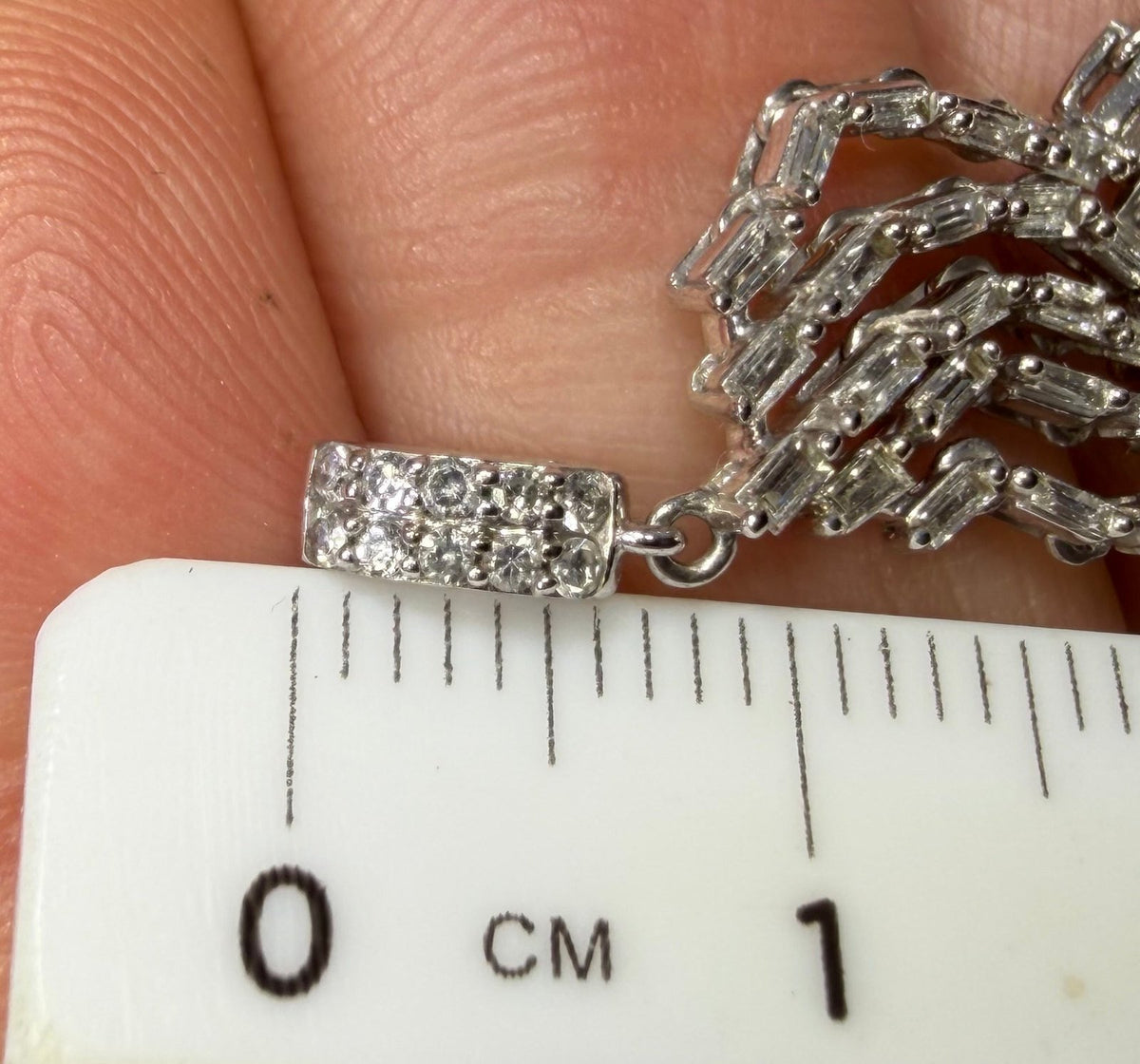 10k White Gold Diamond Baguette Deco Tassel Pendant. 1.5" *Video*
