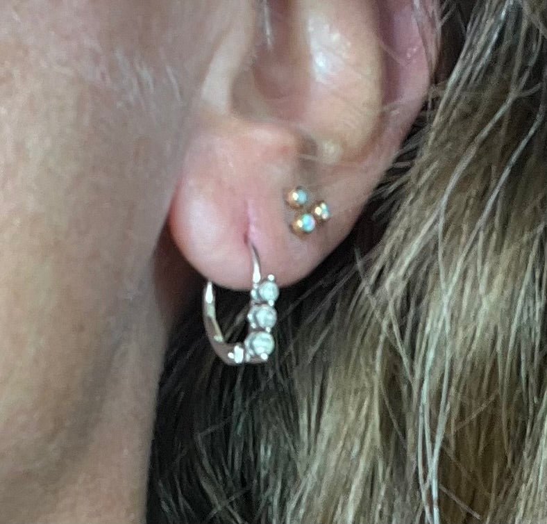 10k White Gold Diamond Leverback Earrings