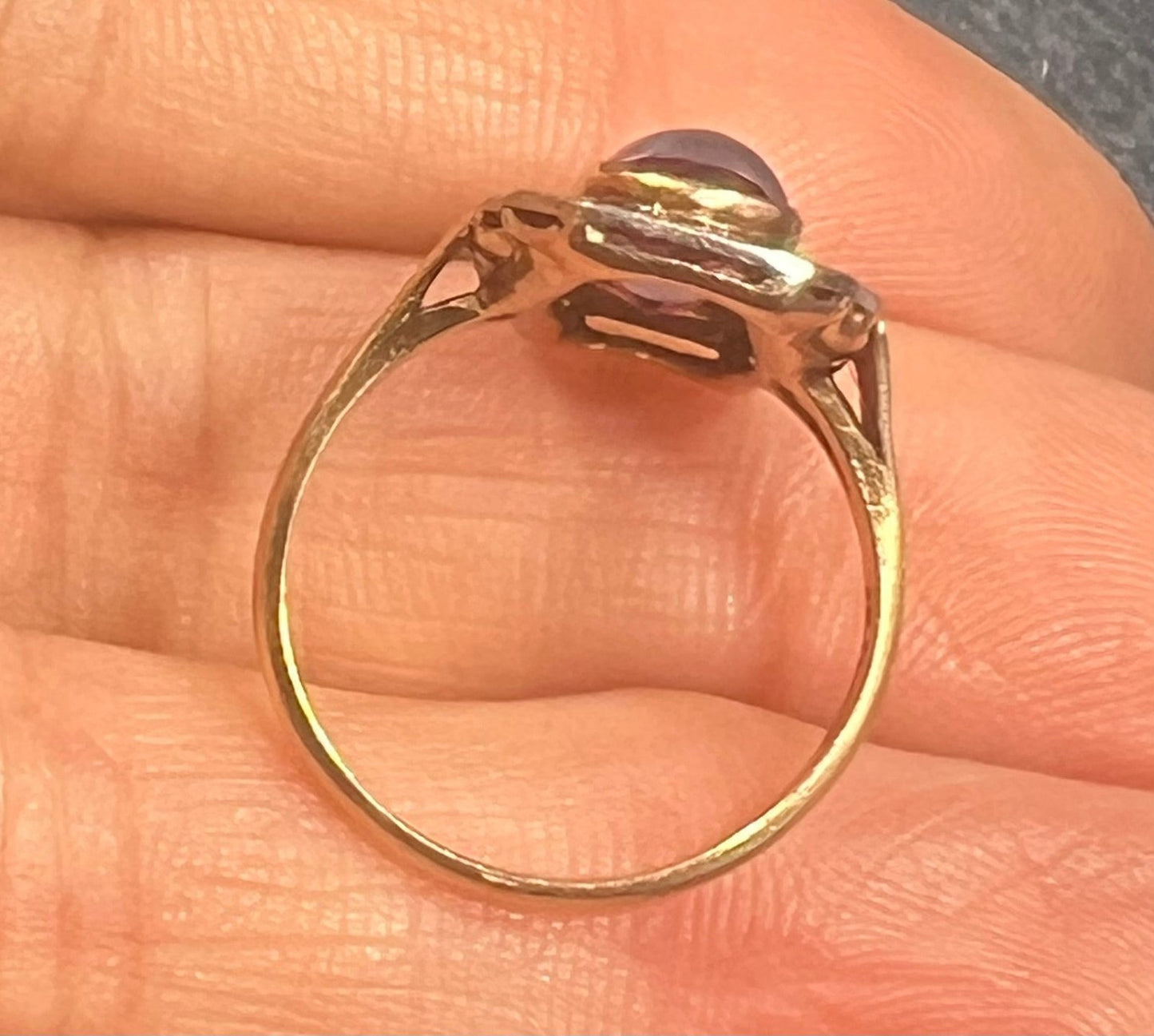 10k White Gold Lavender Gray Star Sapphire Shield Art Deco Ring *Video*