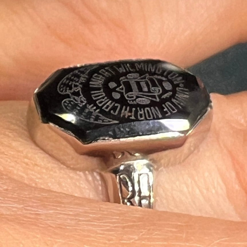 10k White Gold UNC Wilmington Onyx Insignia Class Go Hawks