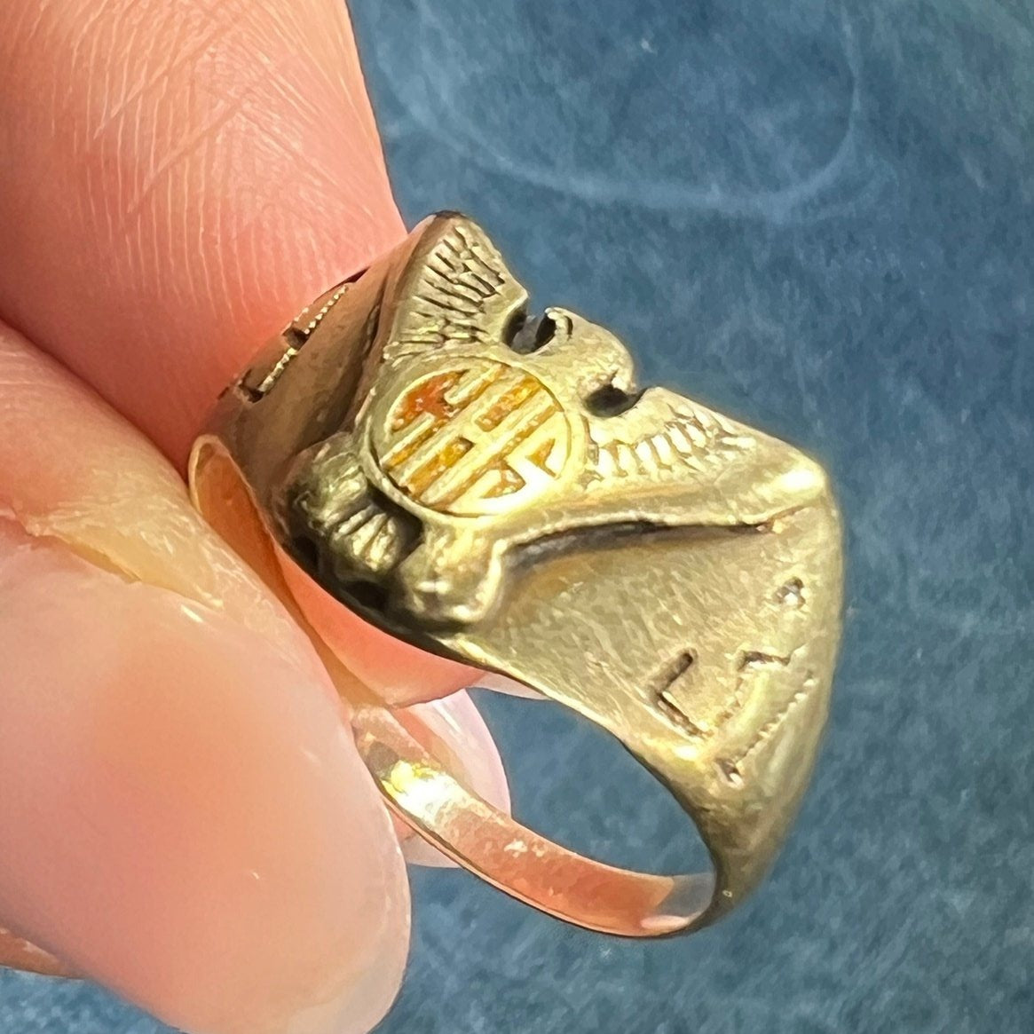 10k White and Yellow Gold THUNDERBIRD Eagle Class Ring. 1931