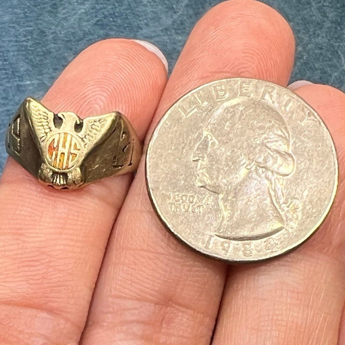 10k White and Yellow Gold THUNDERBIRD Eagle Class Ring. 1931