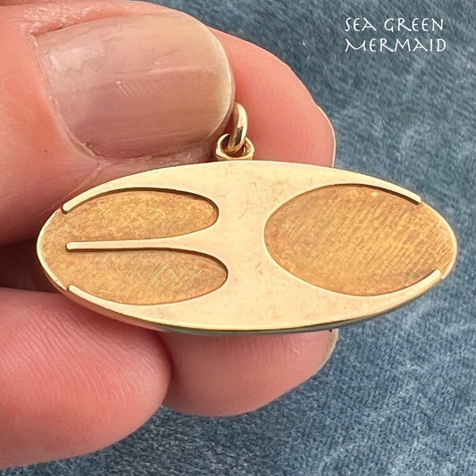 10k Yellow Gold "30" Disk MCM Modern Pendant. Birthday Anniversary