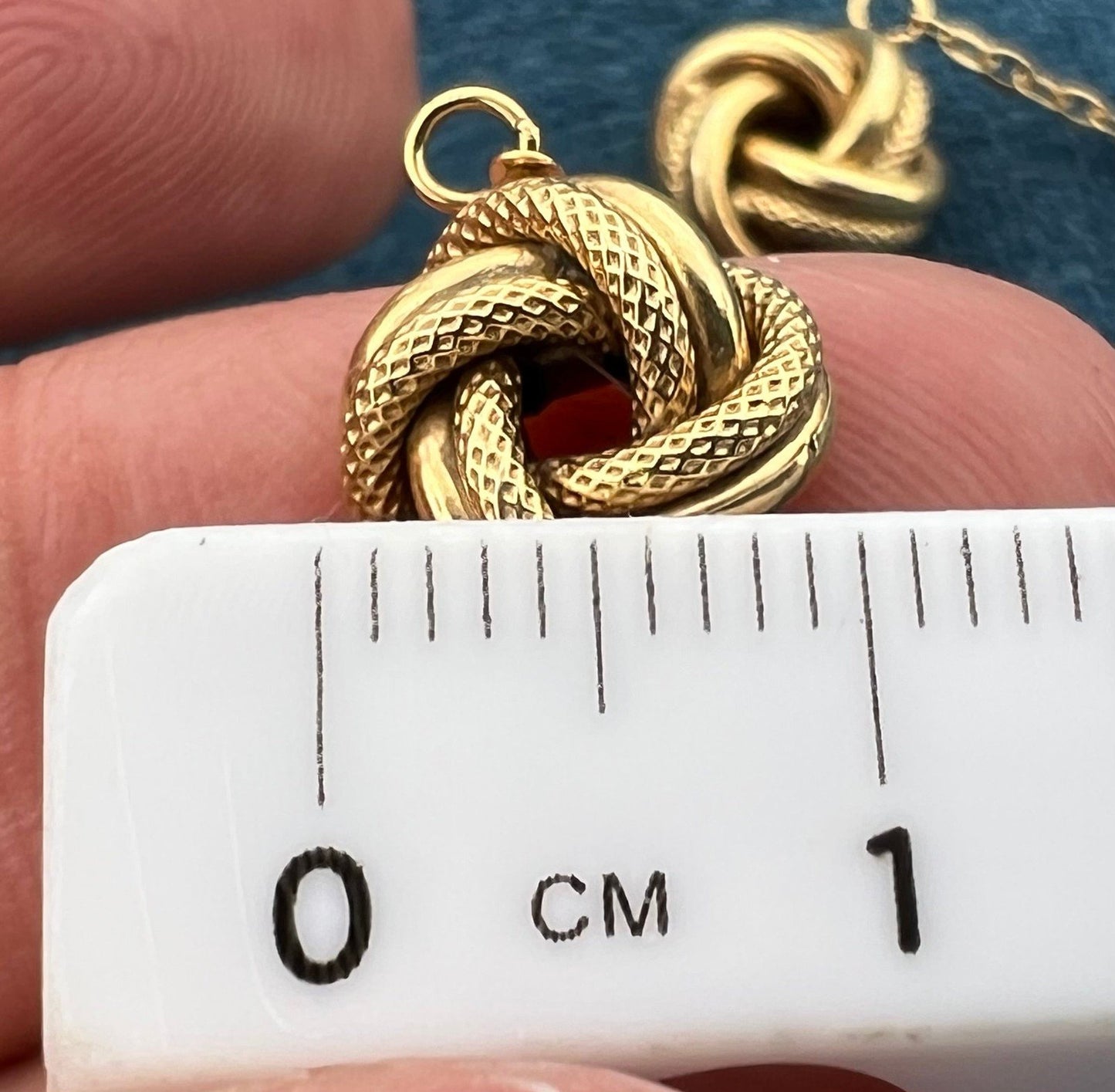 10k Yellow Gold 4 Love Knot Station Chain Necklace. Milor Italy