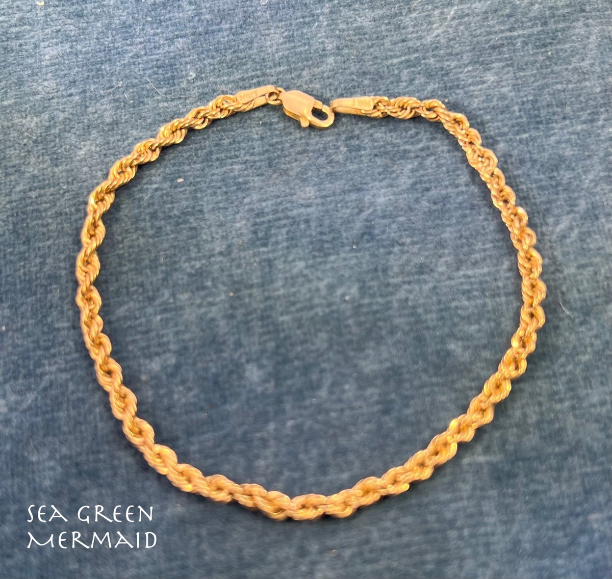 10k Yellow Gold 7" Rope Chain Bracelet w Lobster Clasp. CHAIN SALE - 0160