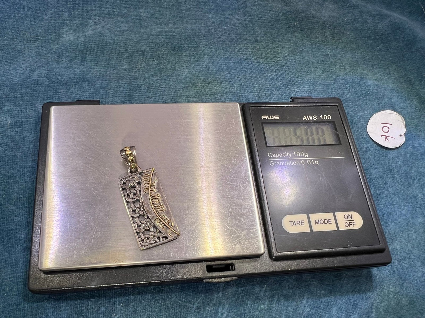 10k Yellow Gold + 925 Silver Celtic Sun Pendant. Misneach = Courage