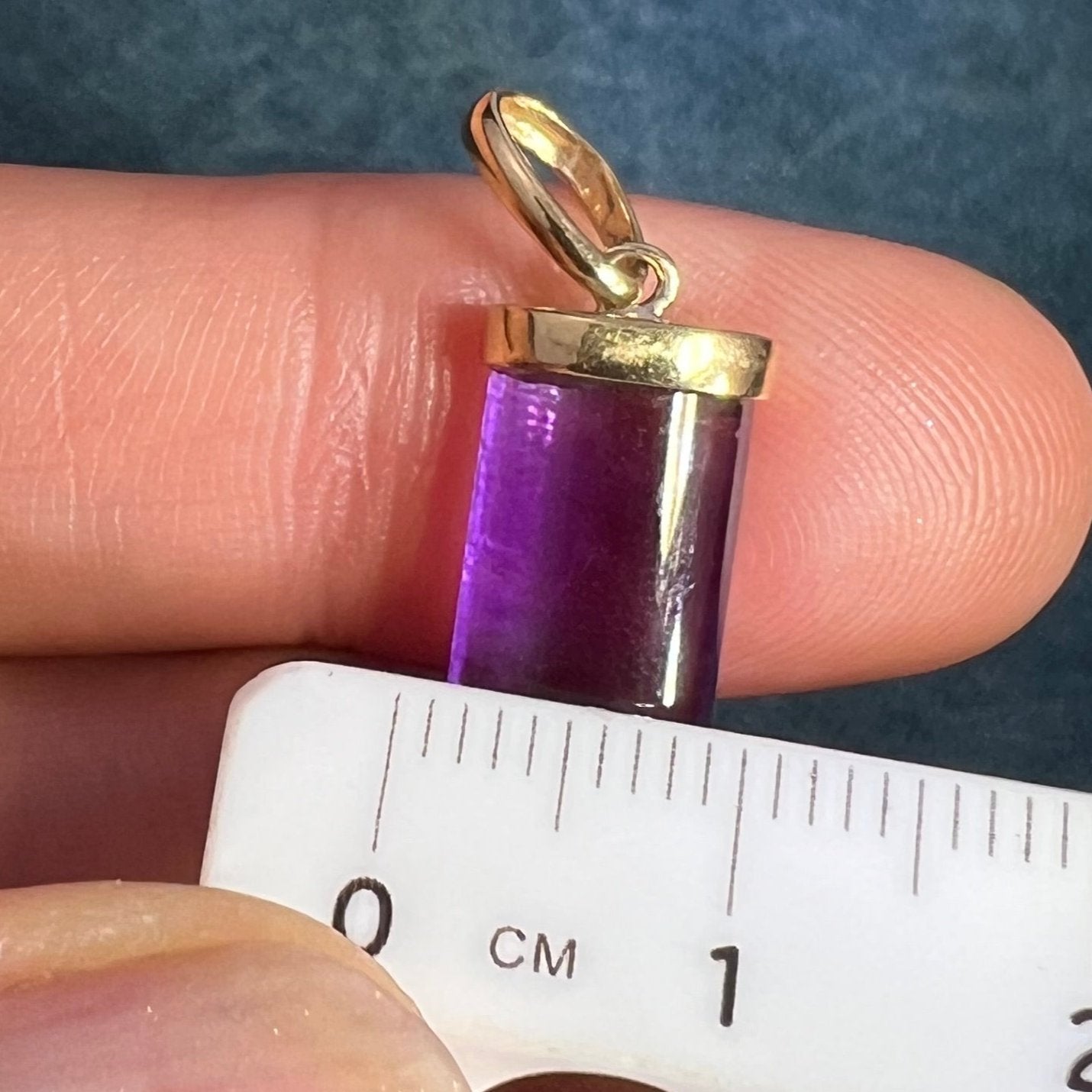 10k Yellow Gold Amethyst Column Pillar Pendant