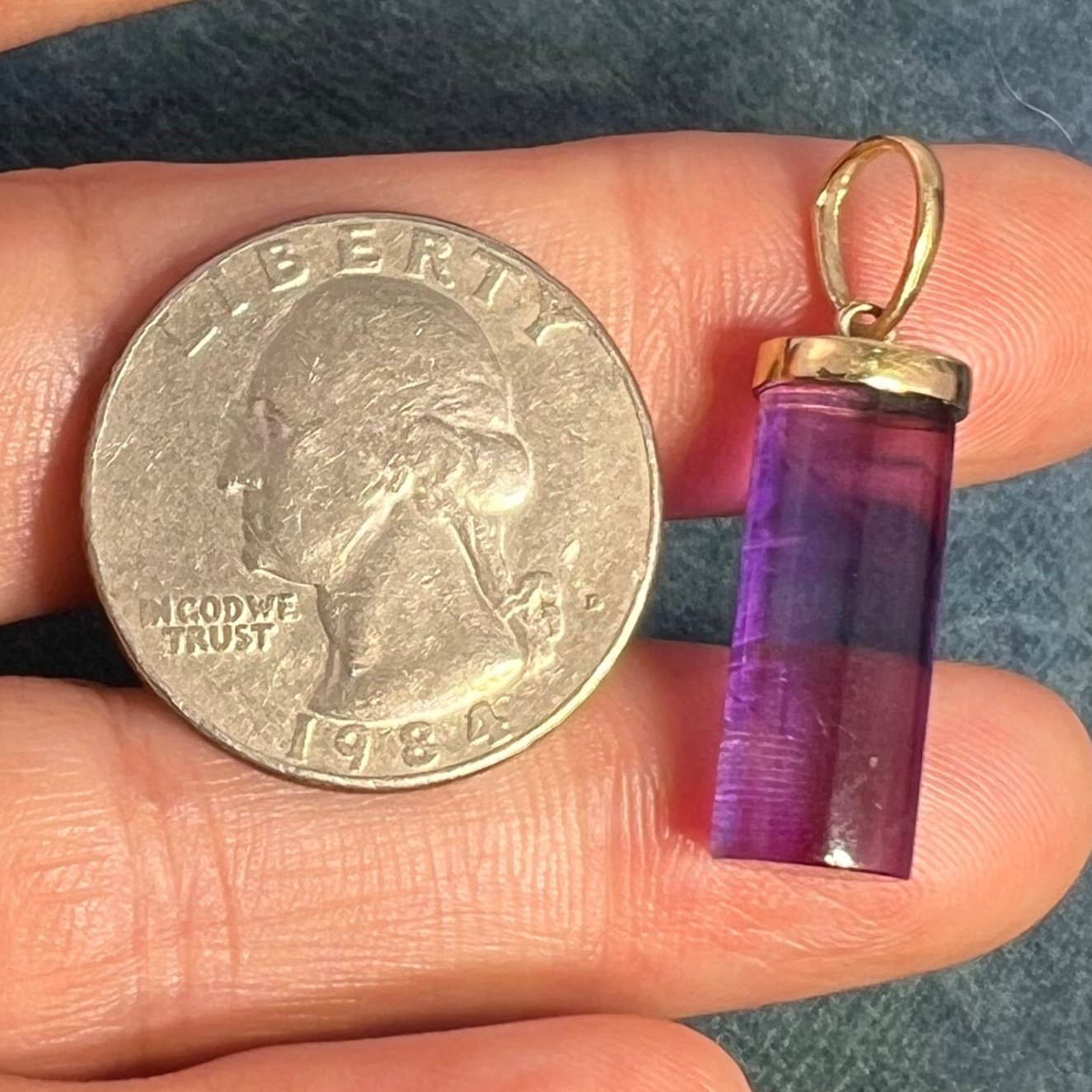 10k Yellow Gold Amethyst Column Pillar Pendant