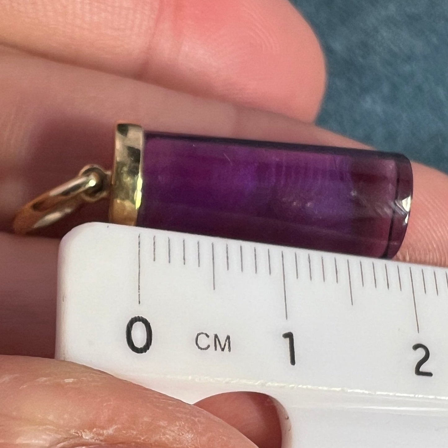 10k Yellow Gold Amethyst Column Pillar Pendant