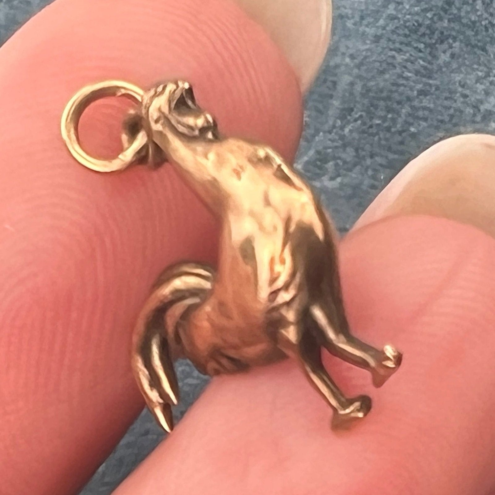 10k Yellow Gold Antique Cocky Rooster Charm Pendant