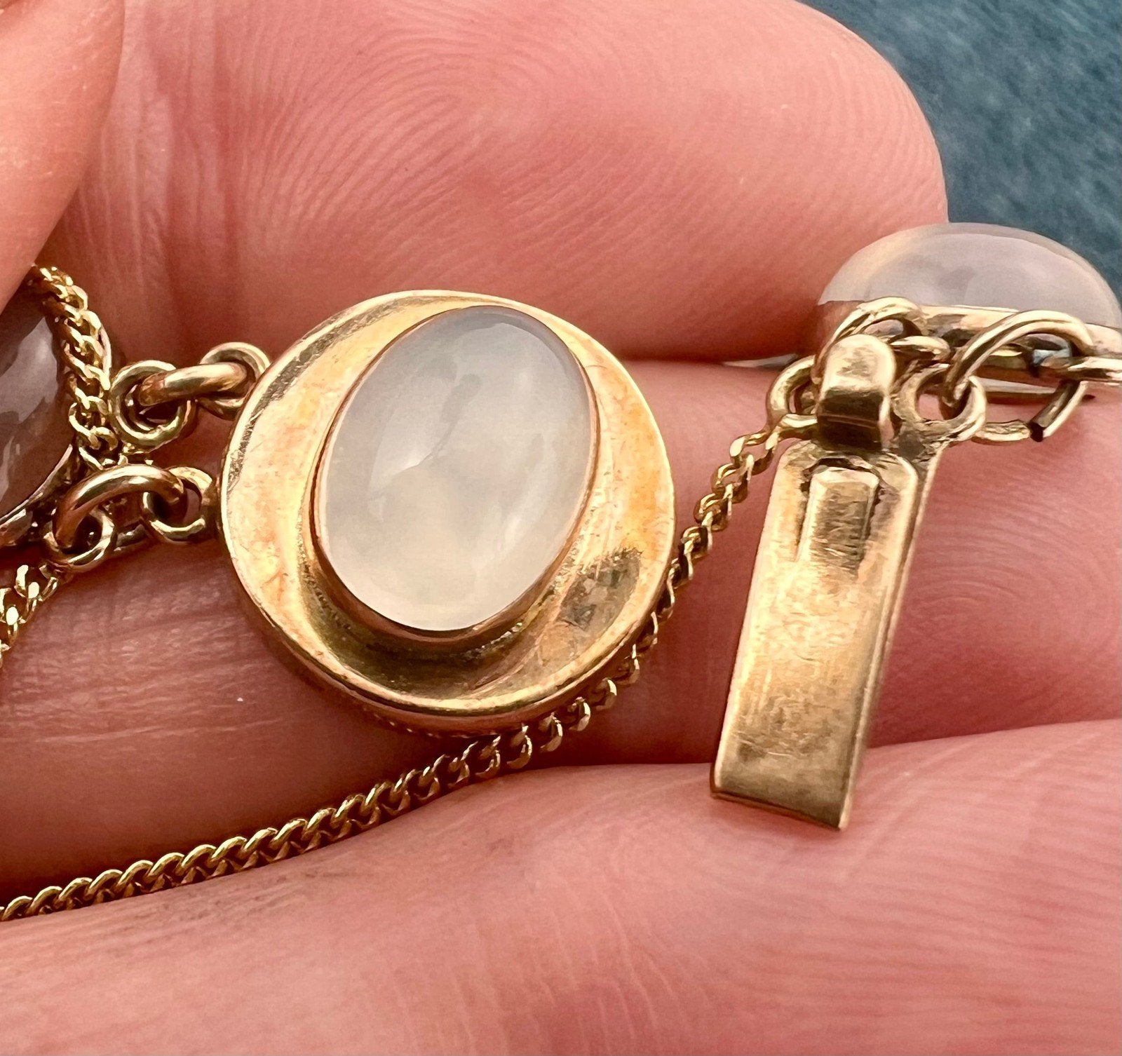 10k Yellow Gold Art Deco Cabochon Gem Bracelet. 12g *Video*