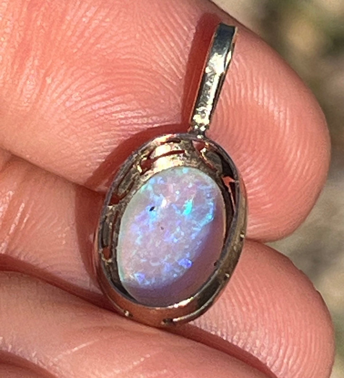 10k Yellow Gold Australian Lavender Crystal Opal Pendant *Video* -A