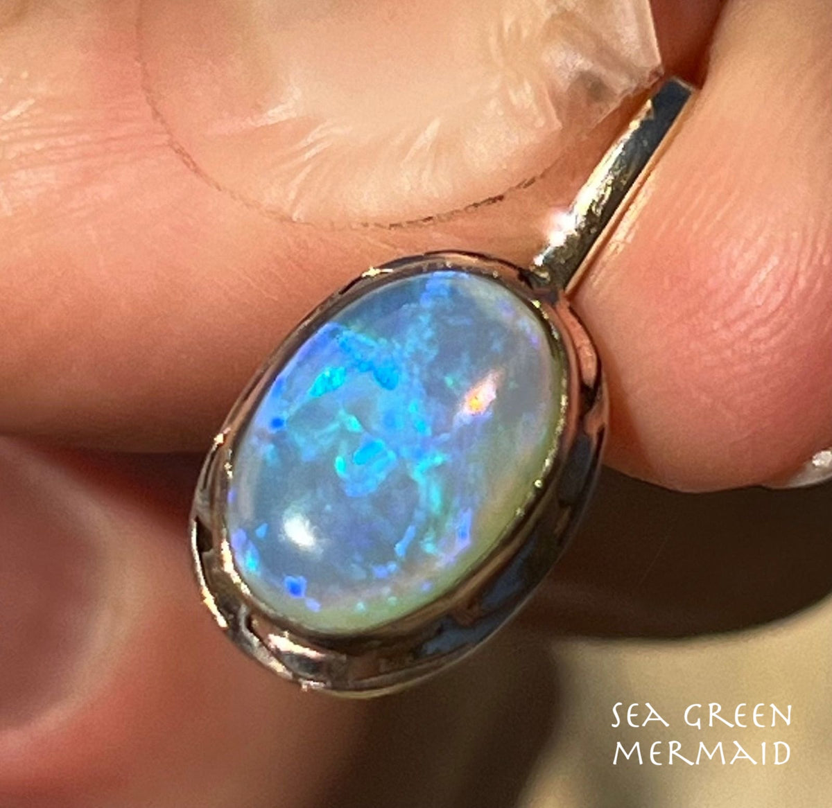 10k Yellow Gold Australian Lavender Crystal Opal Pendant *Video* -A