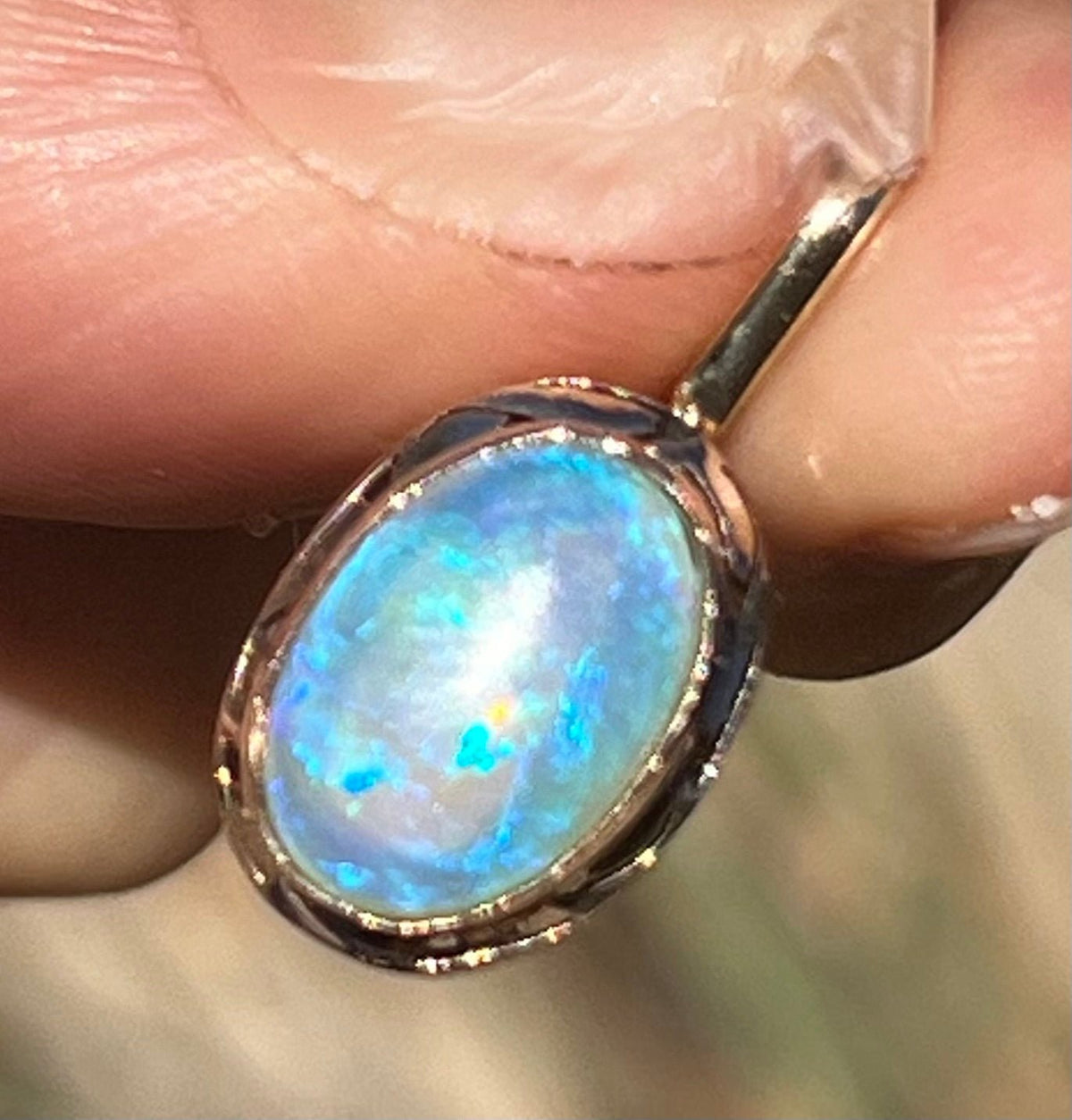 10k Yellow Gold Australian Lavender Crystal Opal Pendant *Video* -A