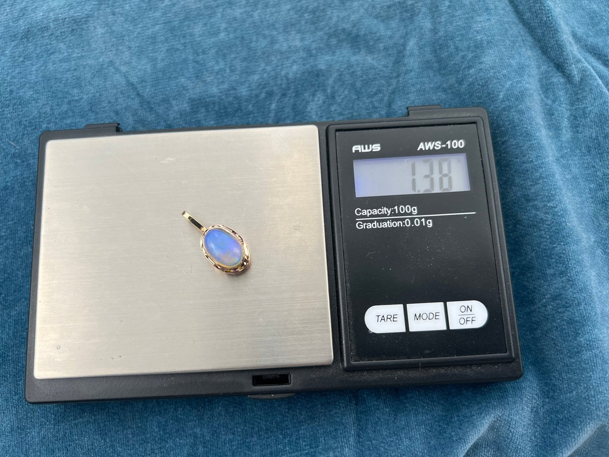 10k Yellow Gold Australian Lavender Crystal Opal Pendant *Video* -A