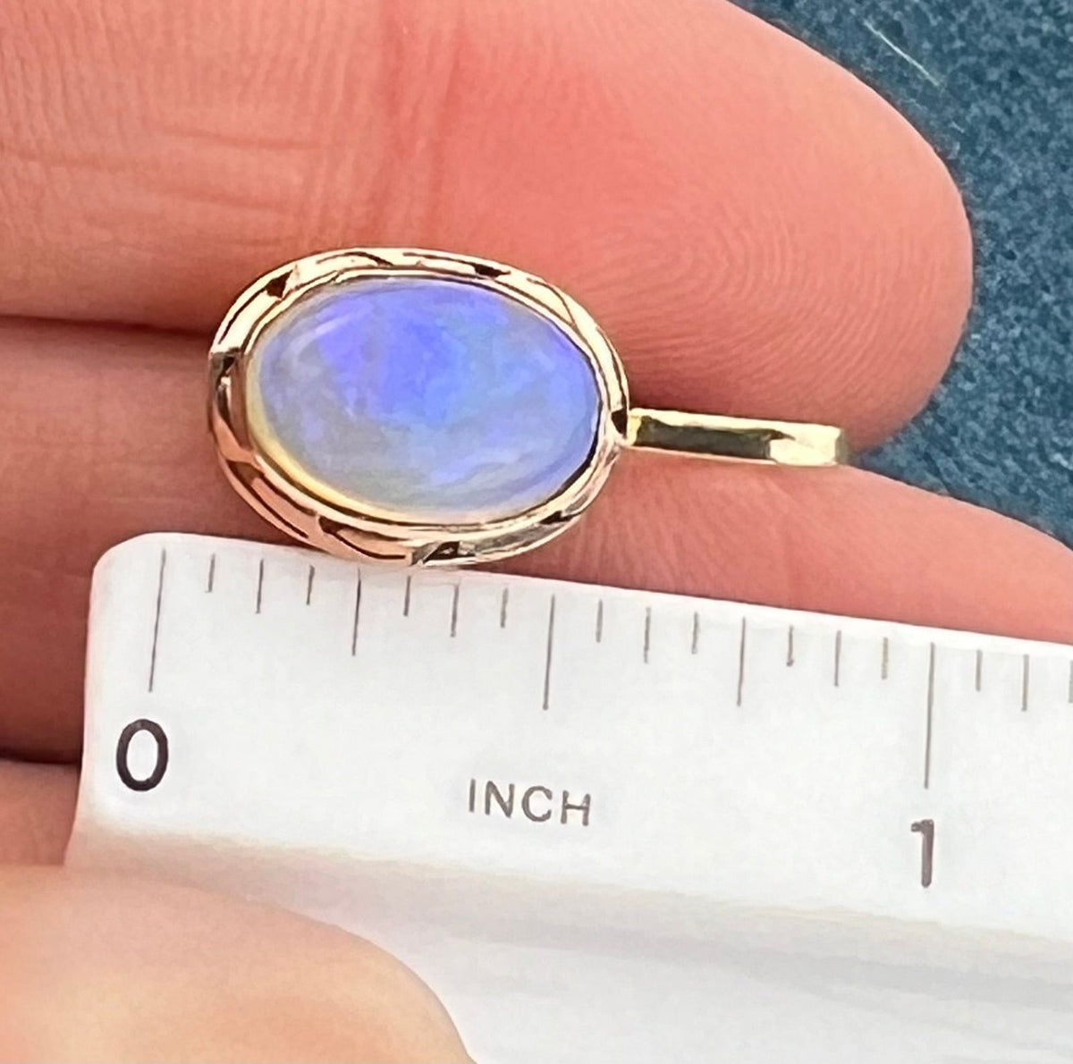 10k Yellow Gold Australian Lavender Crystal Opal Pendant *Video* -A