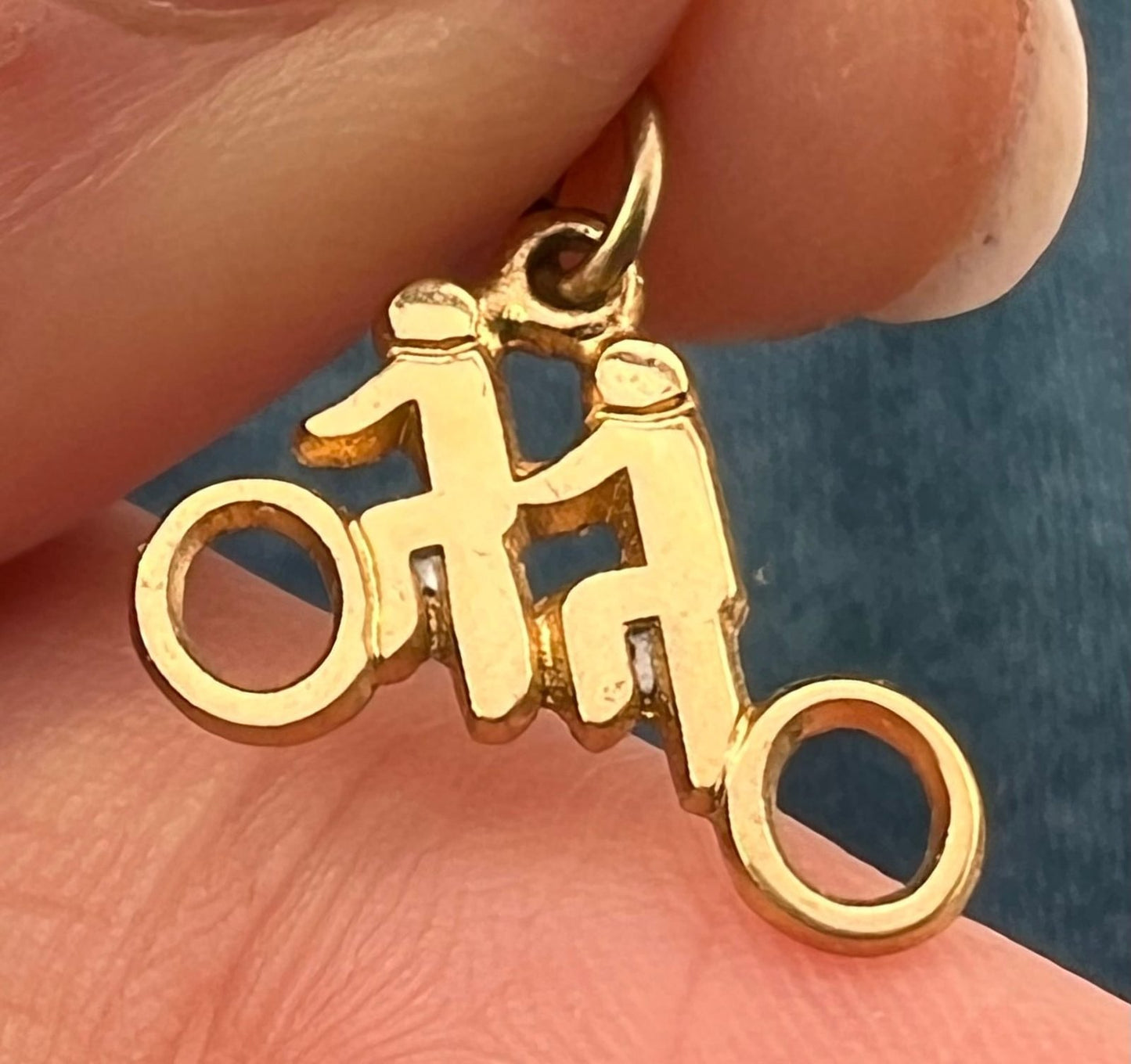 10k Yellow Gold "Bicycle Built for 2" Tandem Bike Cyclist Pendant