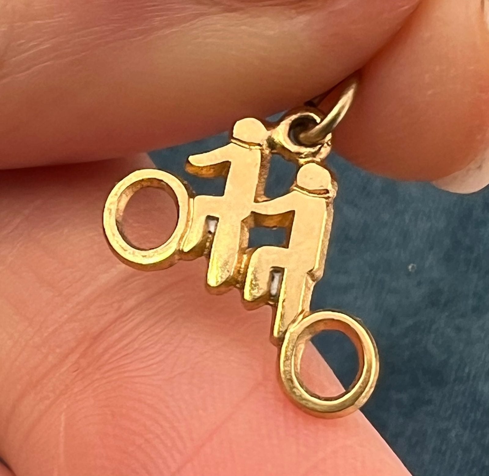 10k Yellow Gold "Bicycle Built for 2" Tandem Bike Cyclist Pendant