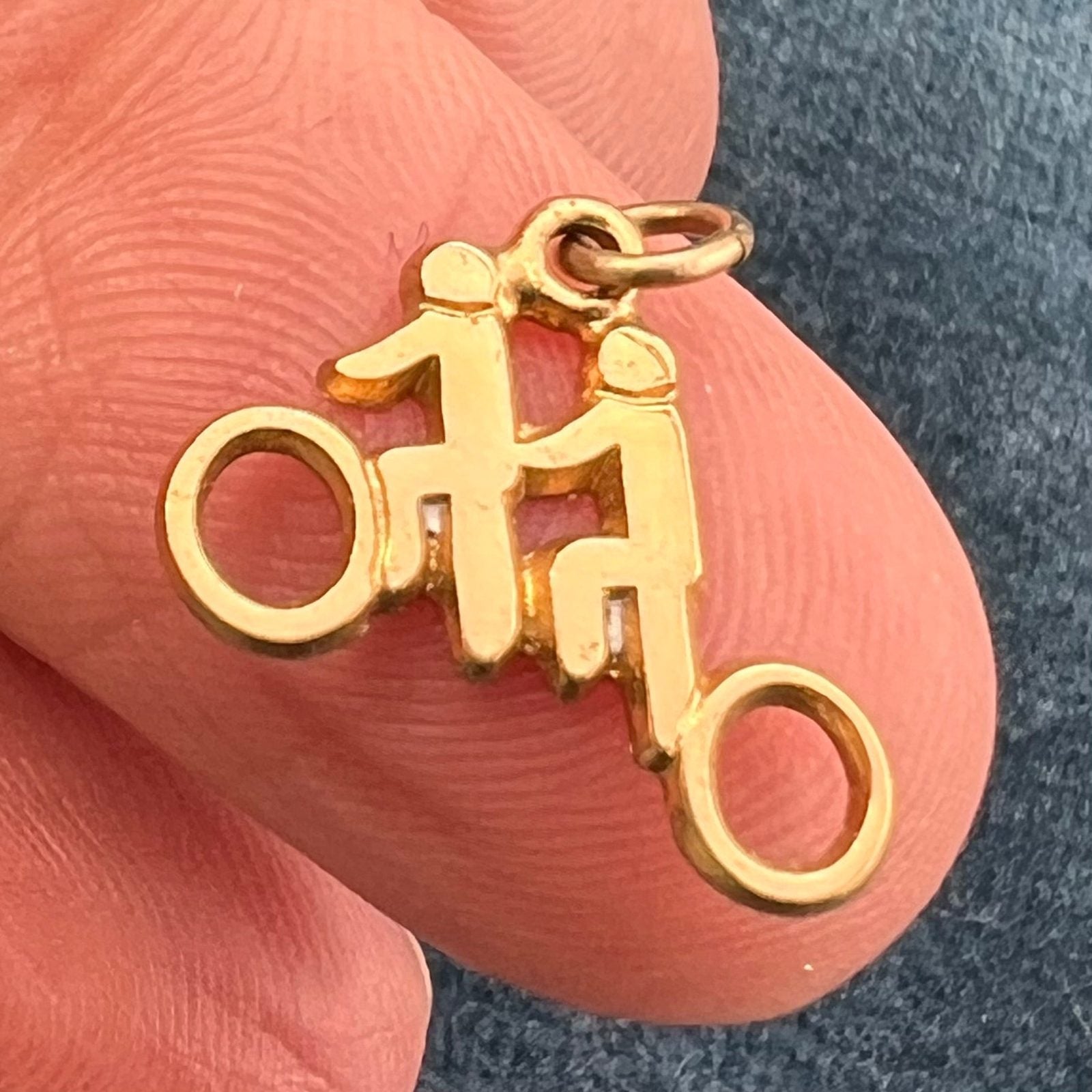 10k Yellow Gold "Bicycle Built for 2" Tandem Bike Cyclist Pendant