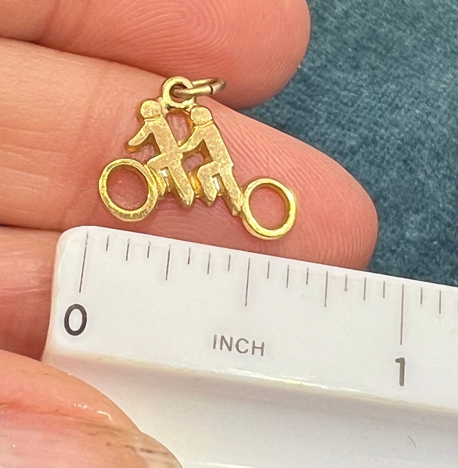 10k Yellow Gold "Bicycle Built for 2" Tandem Bike Cyclist Pendant
