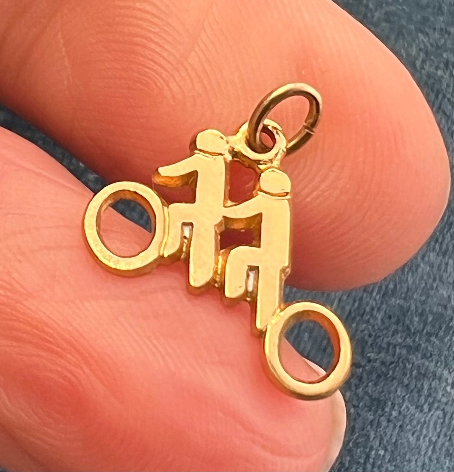 10k Yellow Gold "Bicycle Built for 2" Tandem Bike Cyclist Pendant