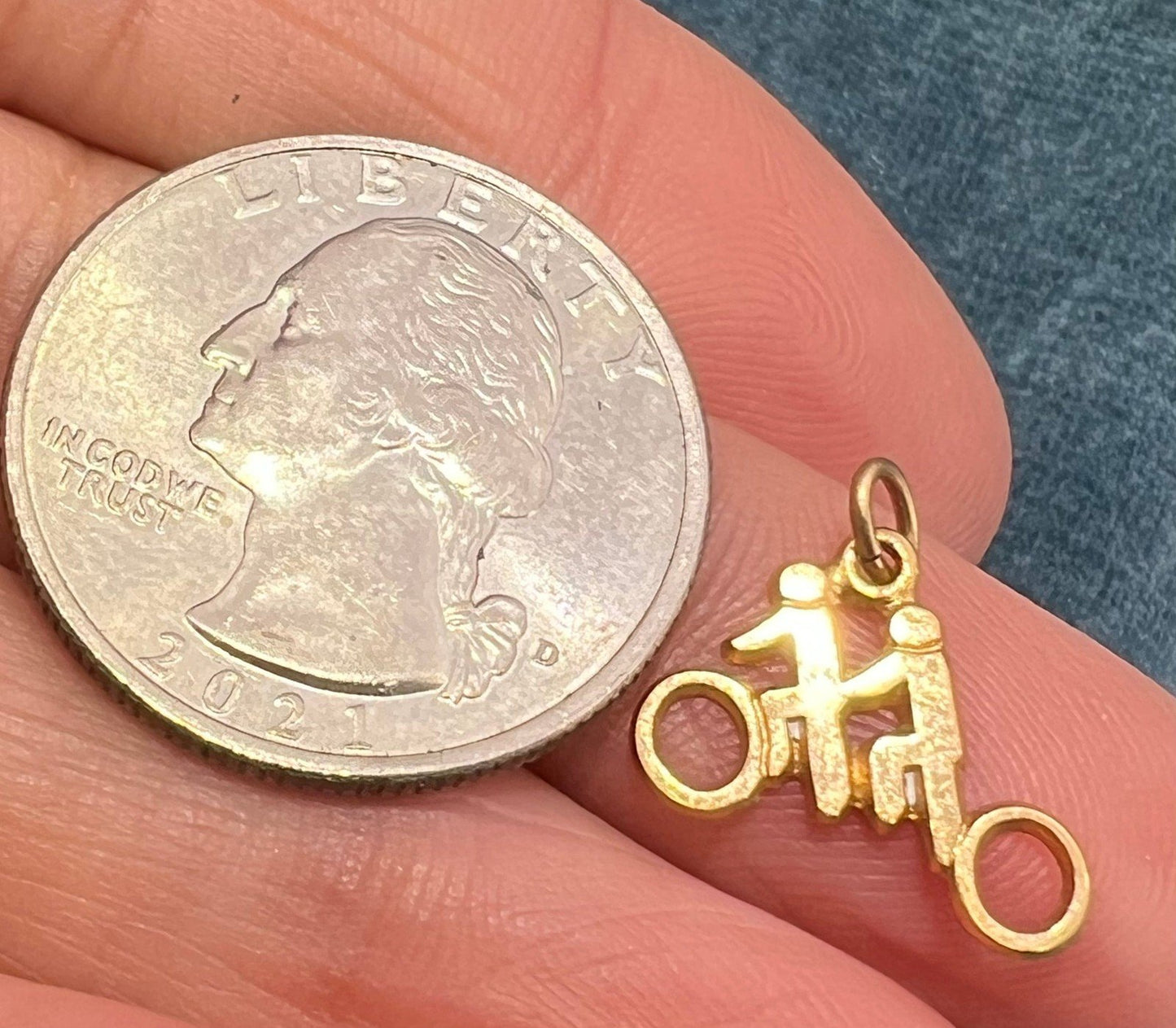 10k Yellow Gold "Bicycle Built for 2" Tandem Bike Cyclist Pendant