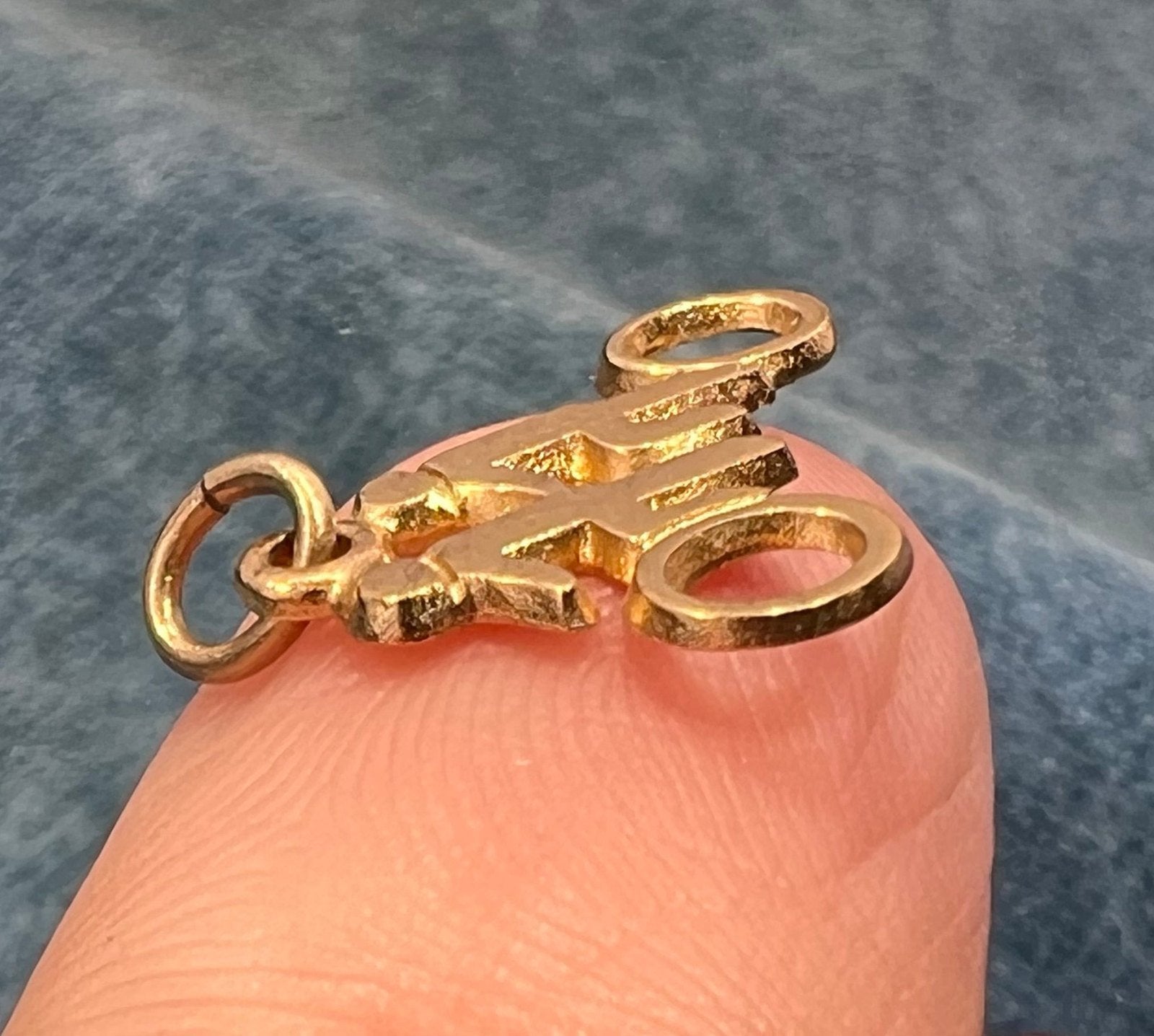 10k Yellow Gold "Bicycle Built for 2" Tandem Bike Cyclist Pendant