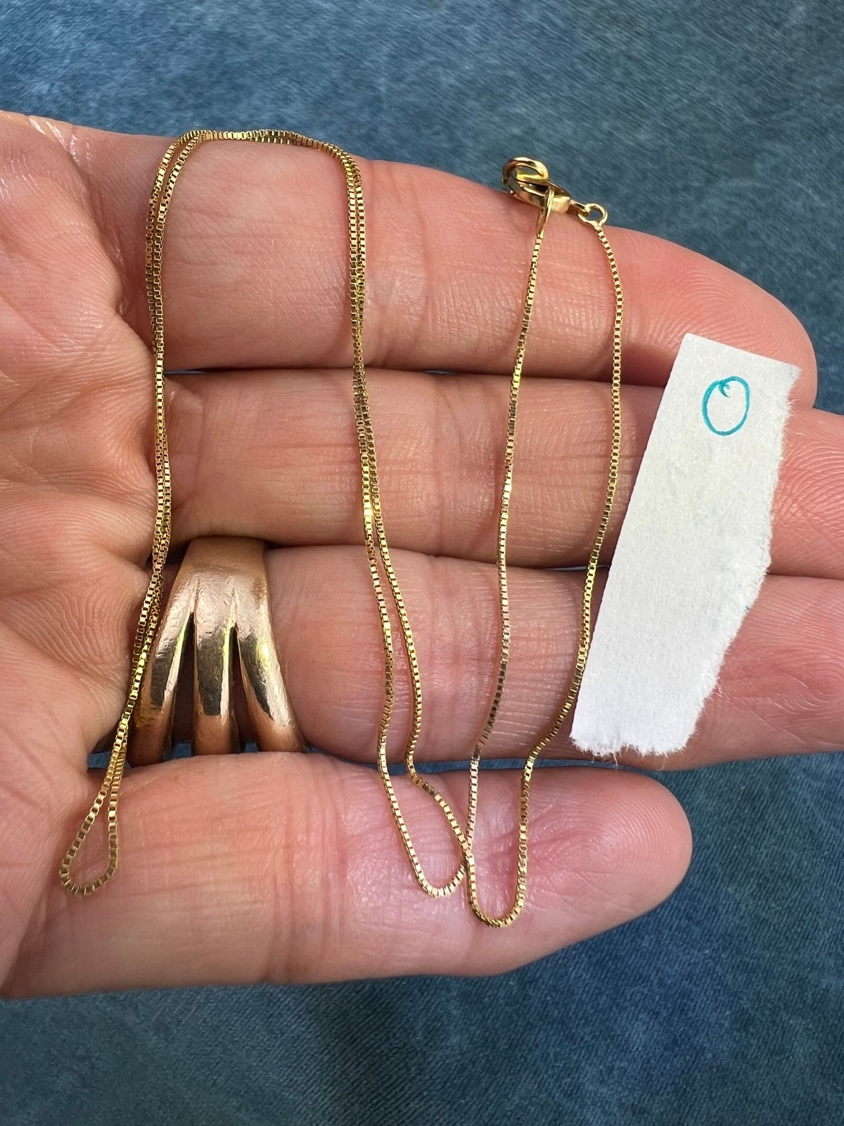 10k Yellow Gold Box Chain. Lobster Clasp. 17" - O