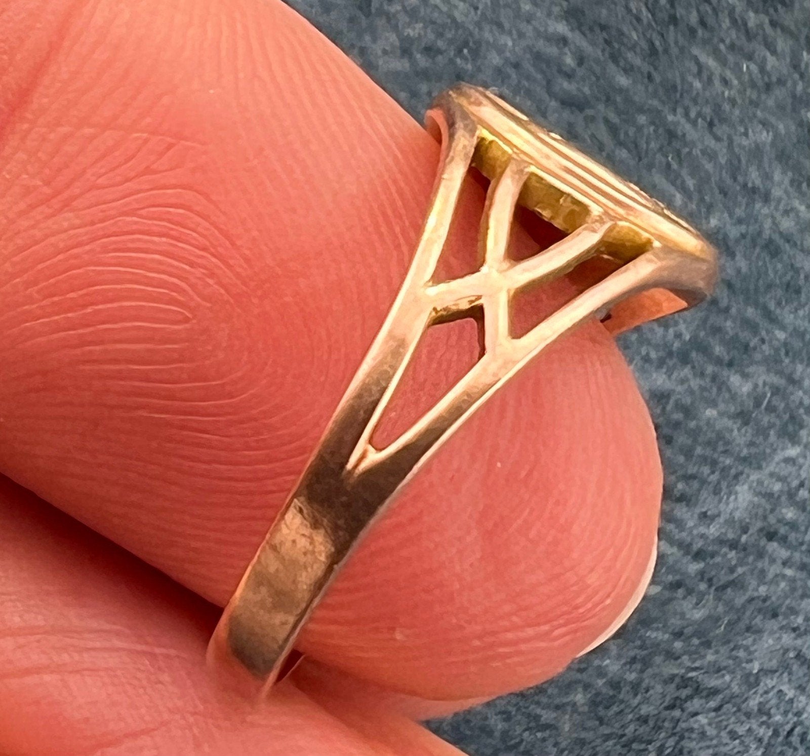10k Yellow Gold GIRL SCOUT Trefoil Deco Signet Ring. Ostby Barton *Rare*
