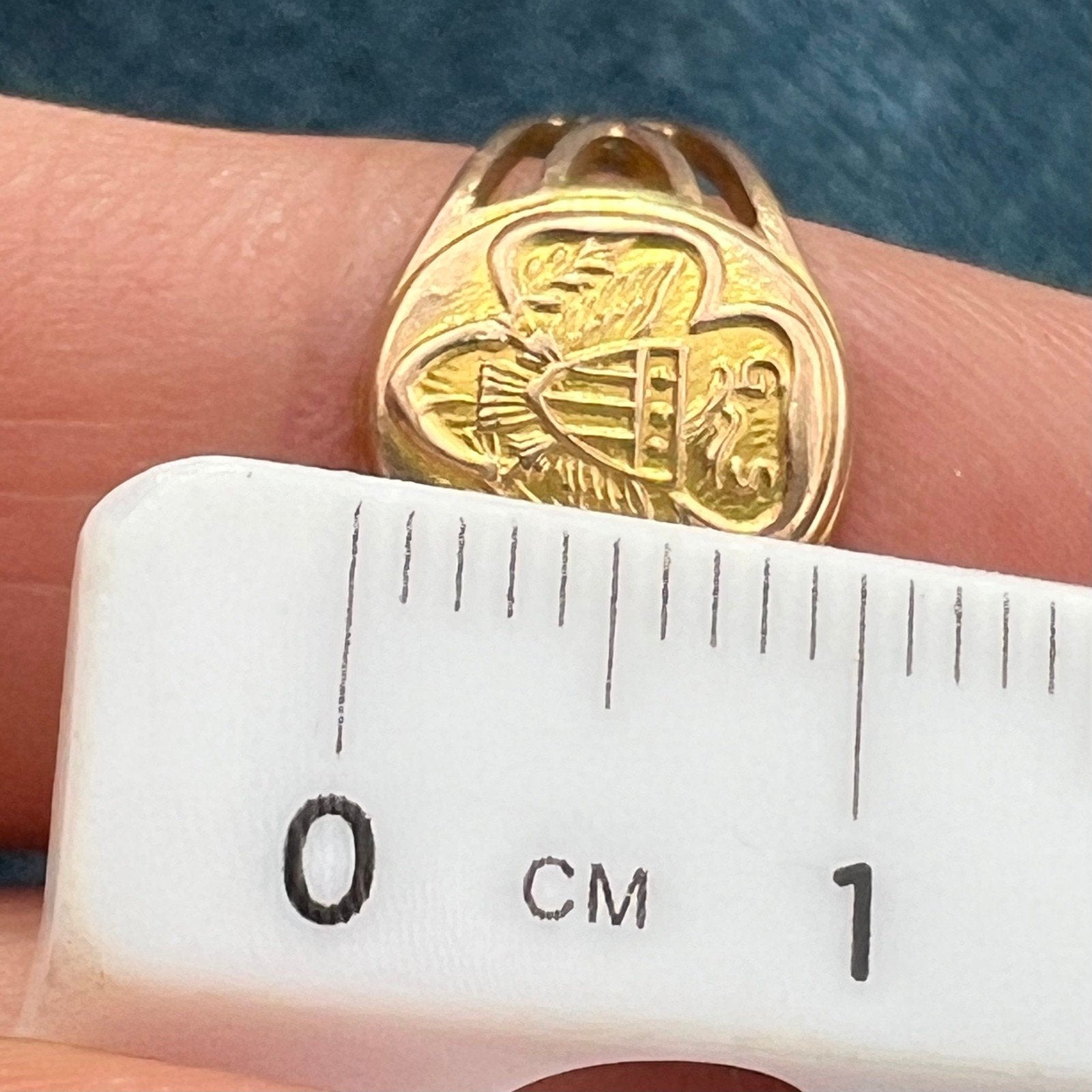 10k Yellow Gold GIRL SCOUT Trefoil Deco Signet Ring. Ostby Barton *Rare*