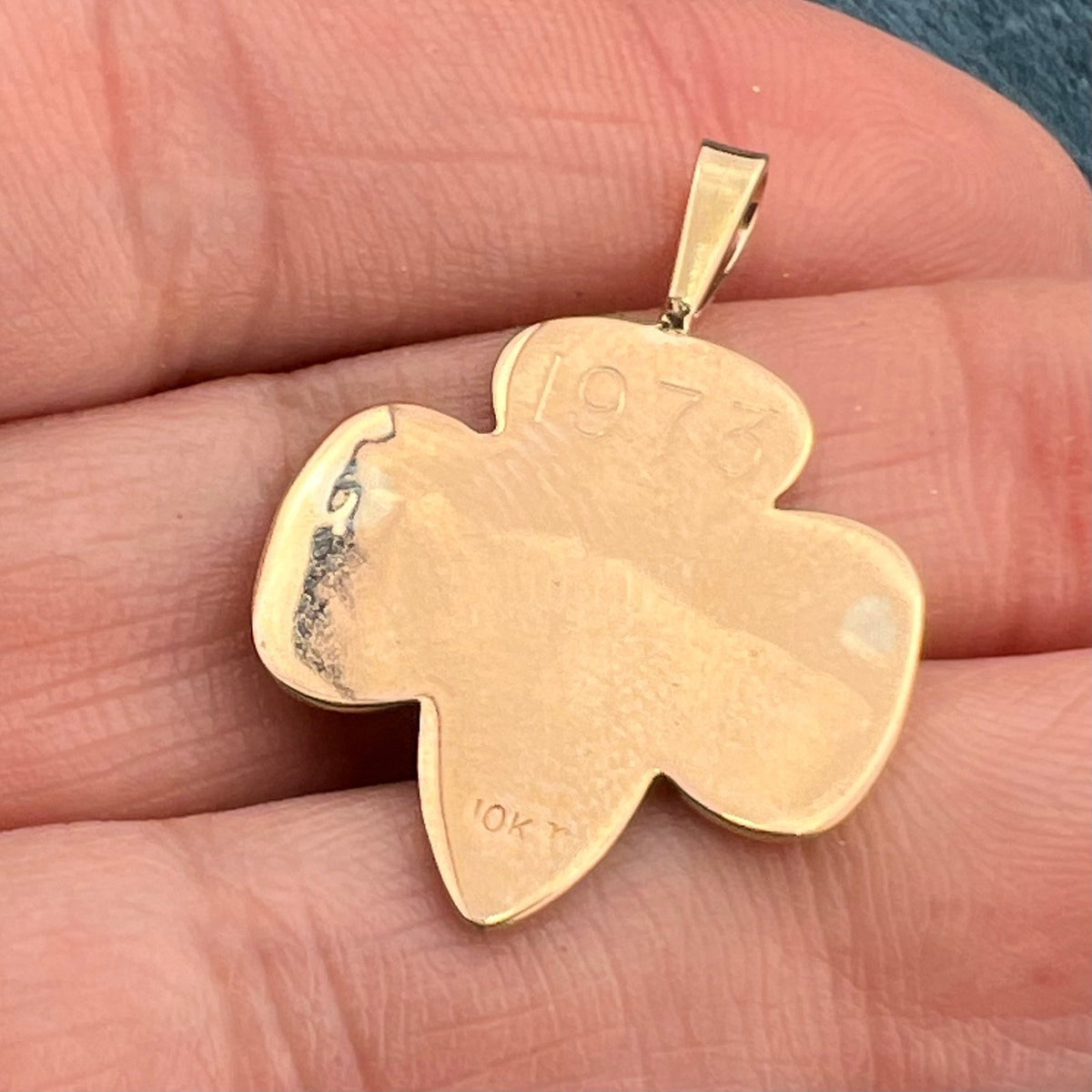 10k Yellow Gold GIRL SCOUT Trefoil Signet Pendant *Rare*