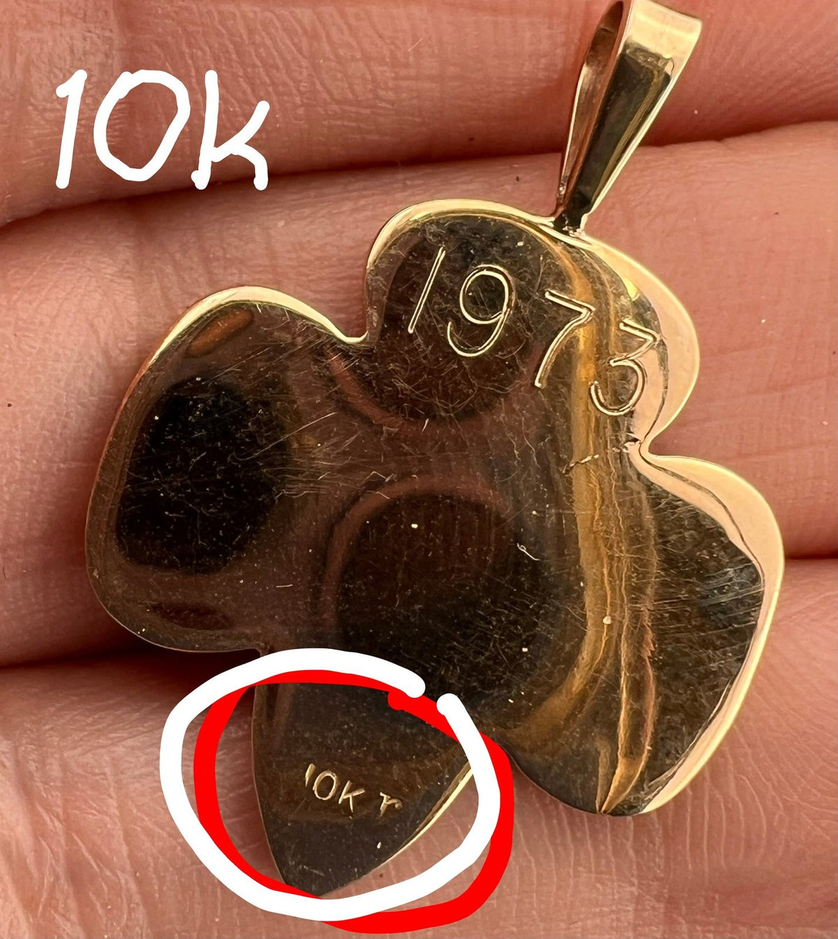 10k Yellow Gold GIRL SCOUT Trefoil Signet Pendant *Rare*