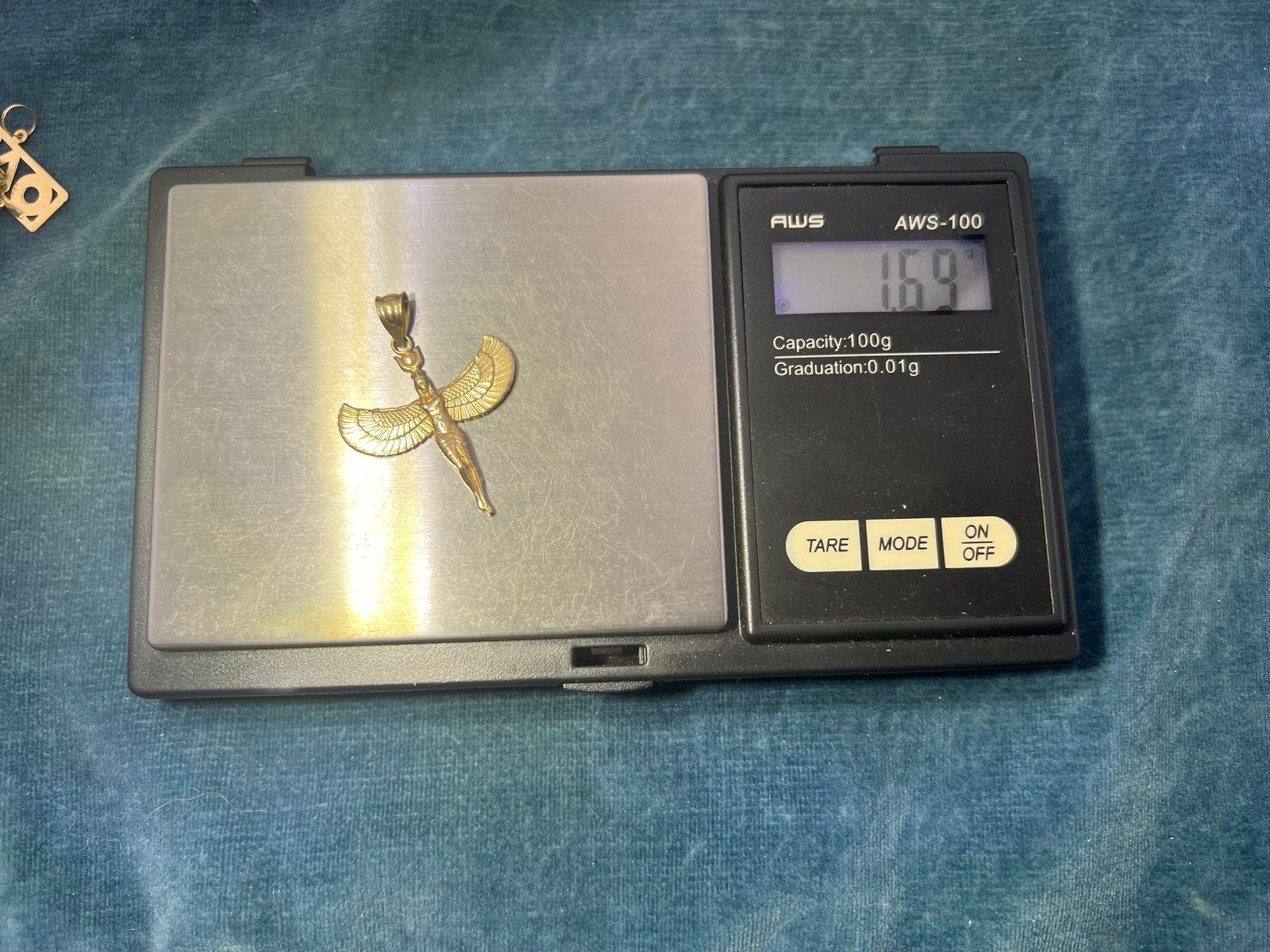 10k Yellow Gold ISIS Pendant. Egyptian Goddess of Healing + Magic. 1.2"