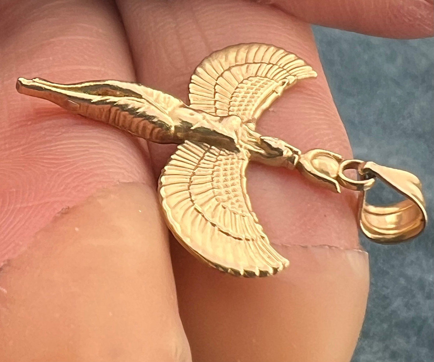 10k Yellow Gold ISIS Pendant. Egyptian Goddess of Healing + Magic. 1.2"