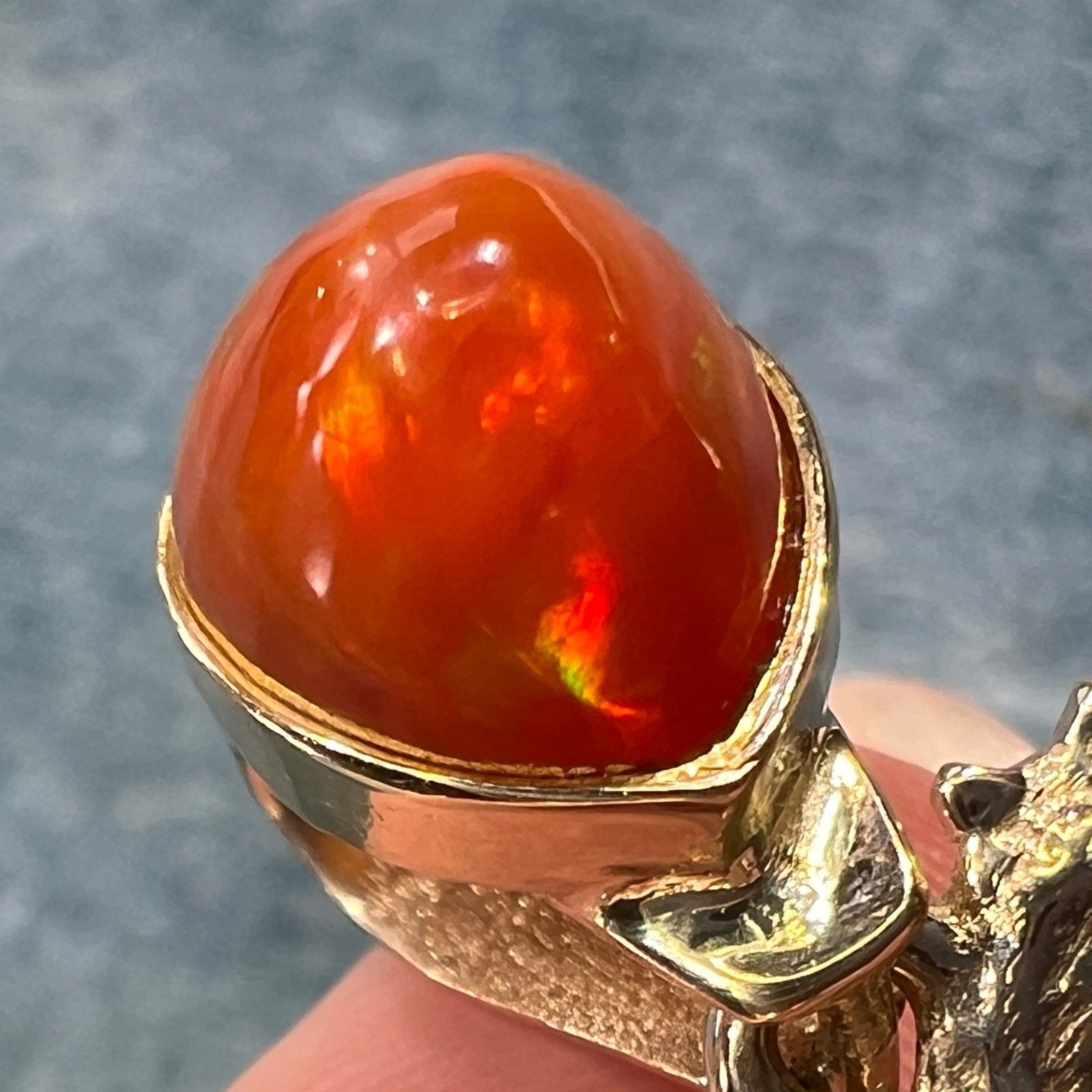 10k Yellow Gold Mexican Fire Opal "DRAGON" Pendant. 1.5" + 9g *Video*