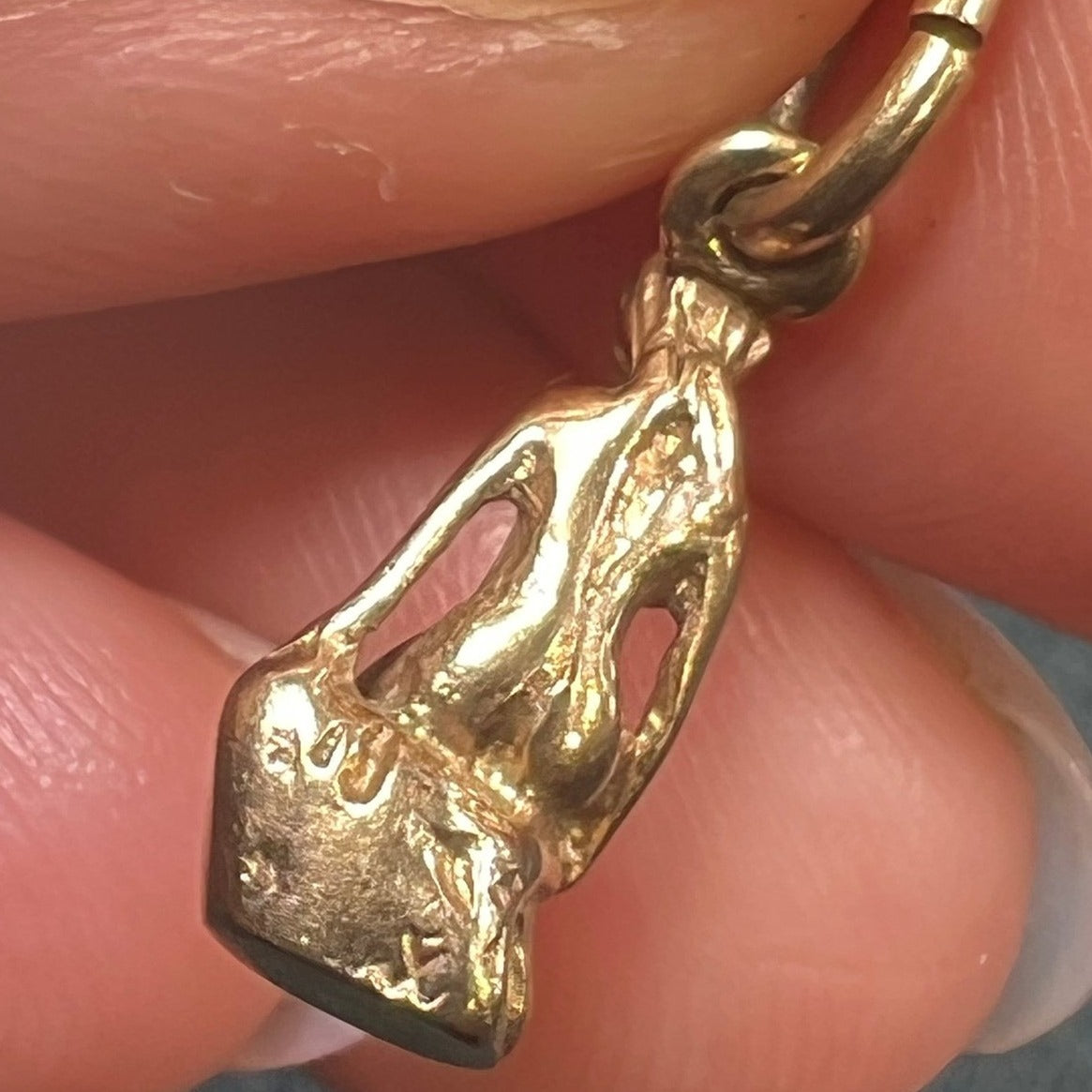 10k Yellow Gold Nymph Maiden Mermaid Pendant. TINY!