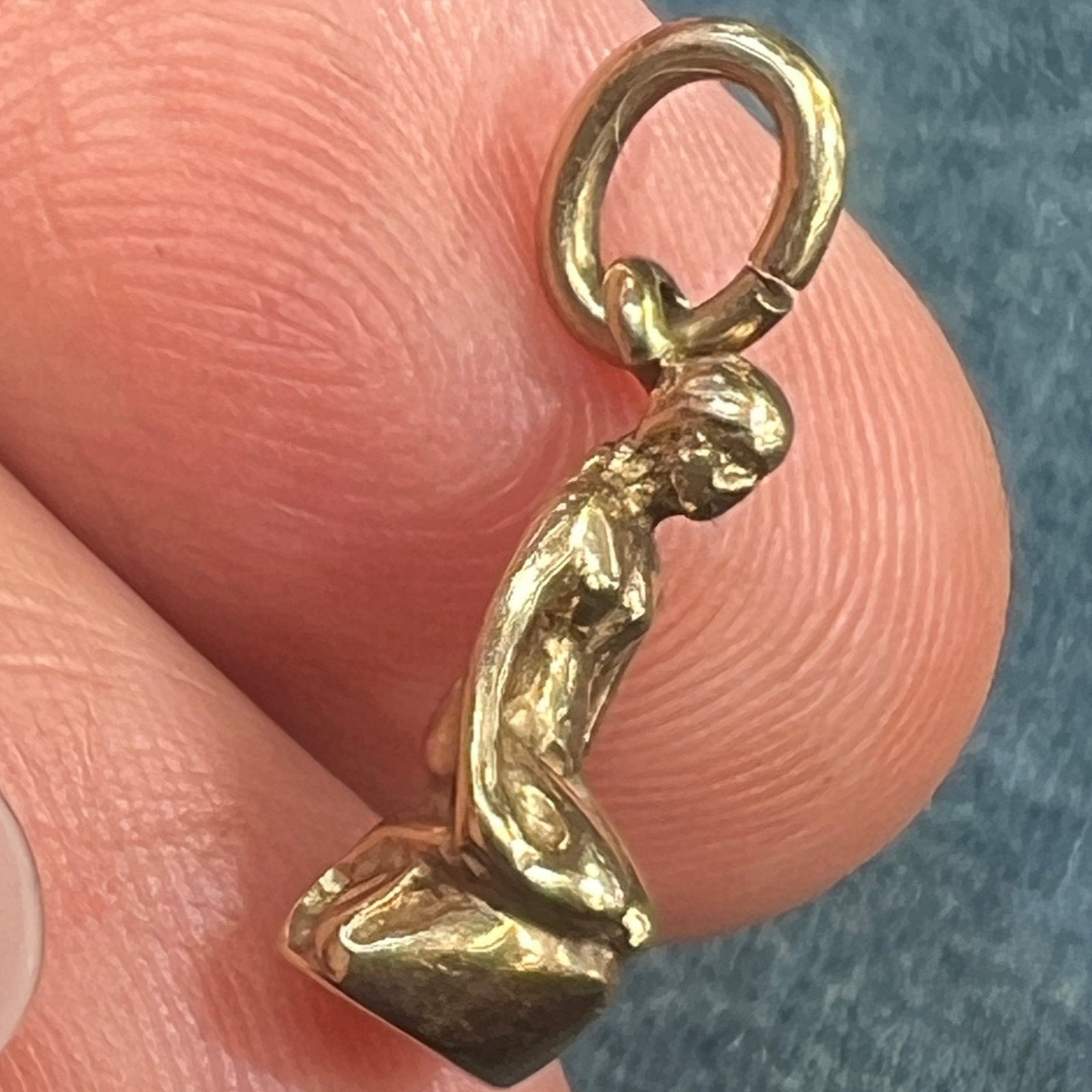 10k Yellow Gold Nymph Maiden Mermaid Pendant. TINY!